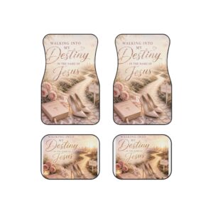 "Walking Into My Destiny in the Name of Jesus" Inspirational Christian Floor Mat Set (Set of 4)