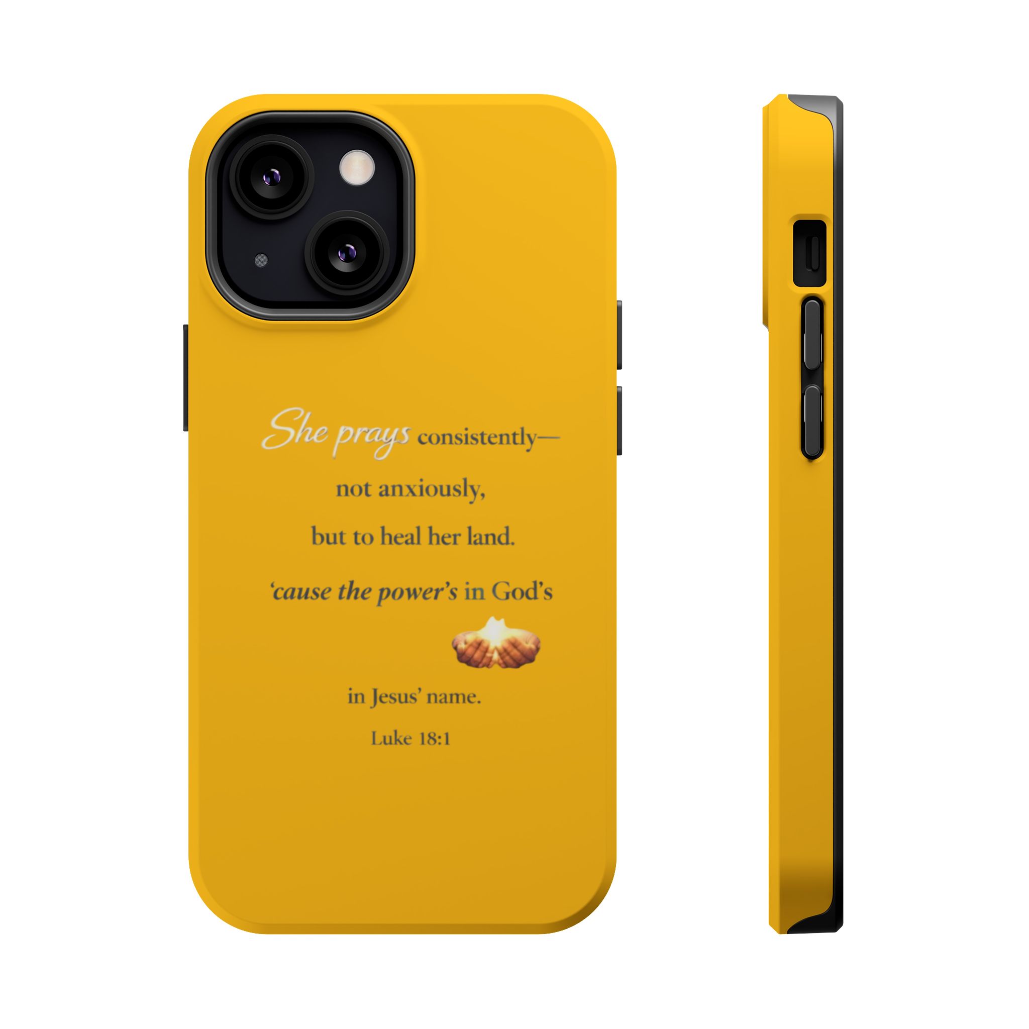 Christian Prayer Magnetic Impact-Resistant Phone Case — "She Prays Consistently" Inspirational Yellow - Image 45