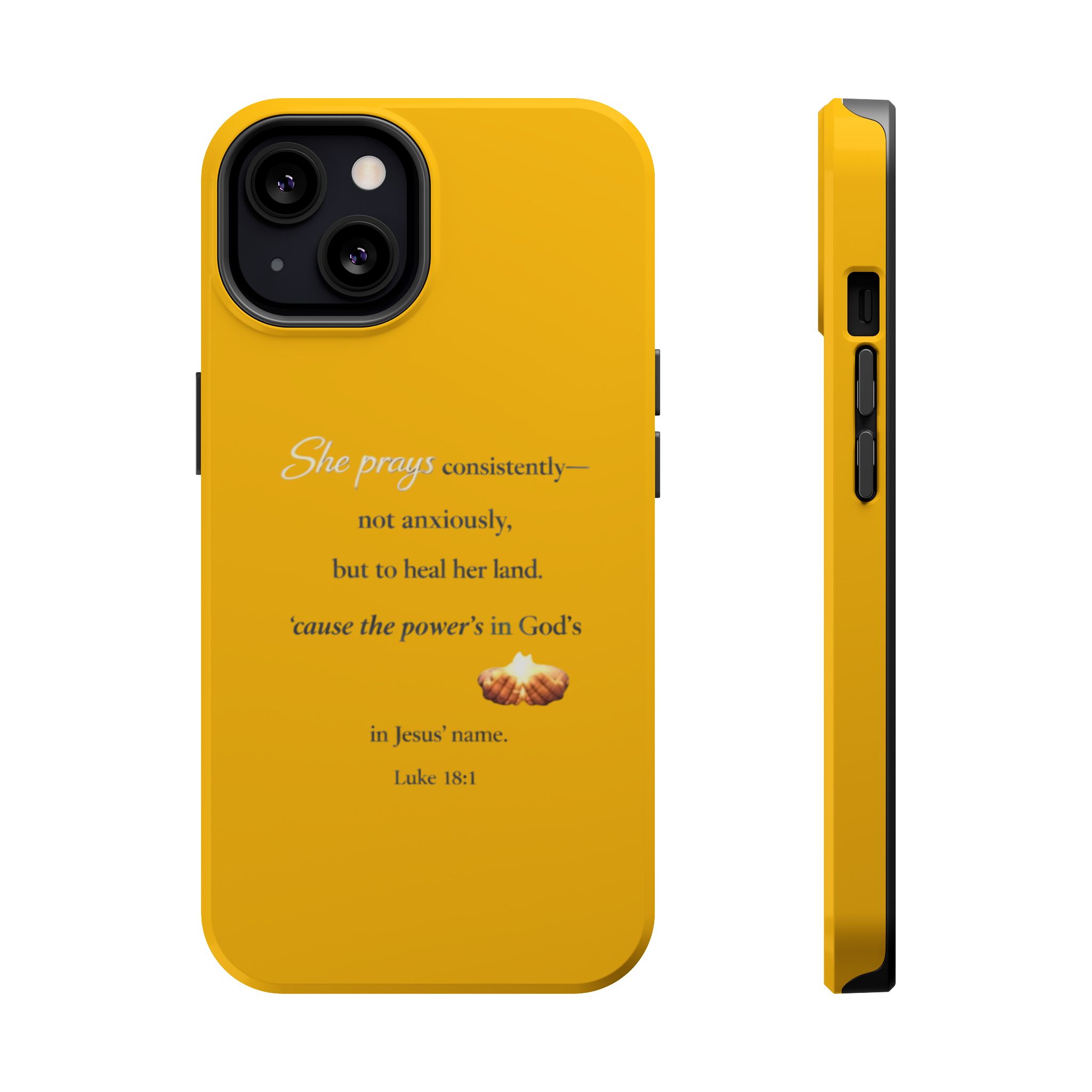 Christian Prayer Magnetic Impact-Resistant Phone Case — "She Prays Consistently" Inspirational Yellow - Image 33