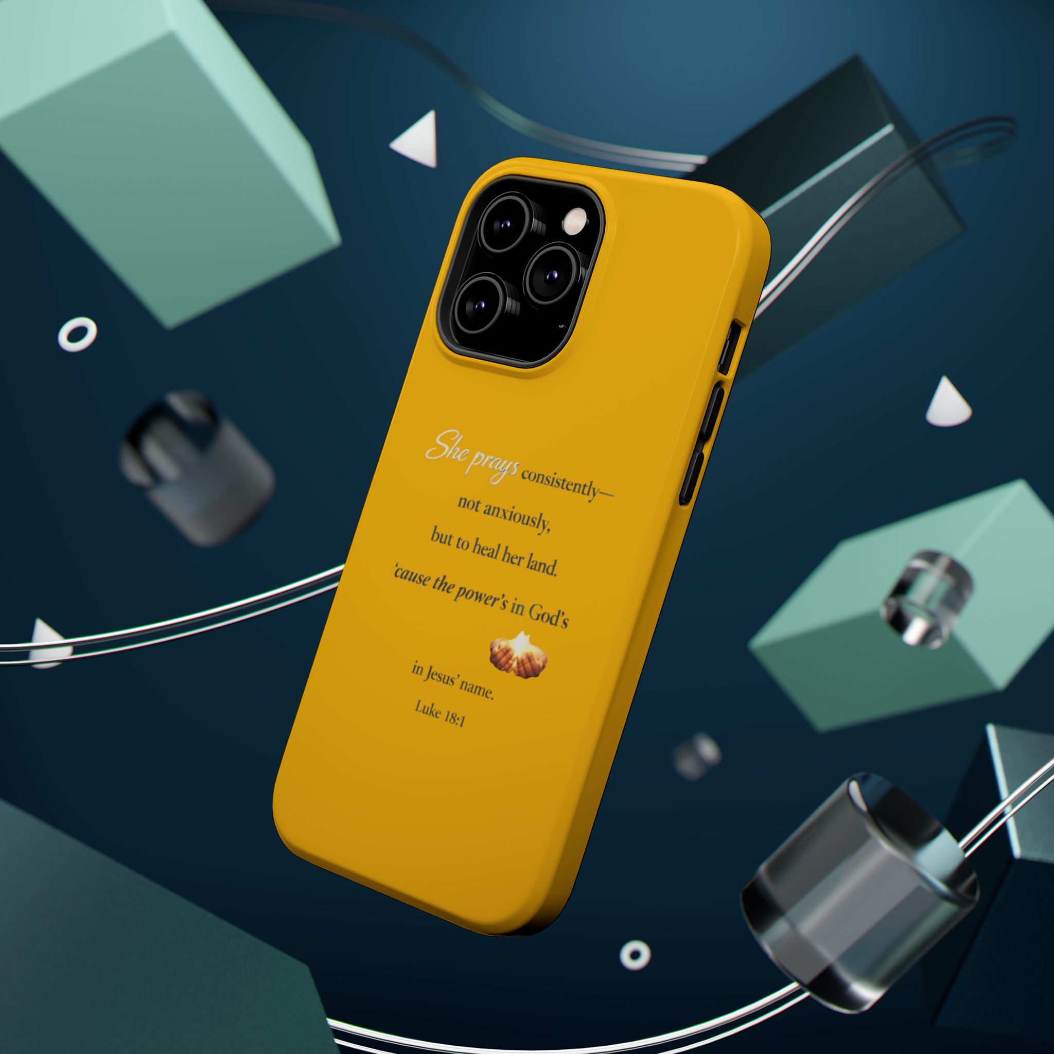 Christian Prayer Magnetic Impact-Resistant Phone Case — "She Prays Consistently" Inspirational Yellow - Image 27