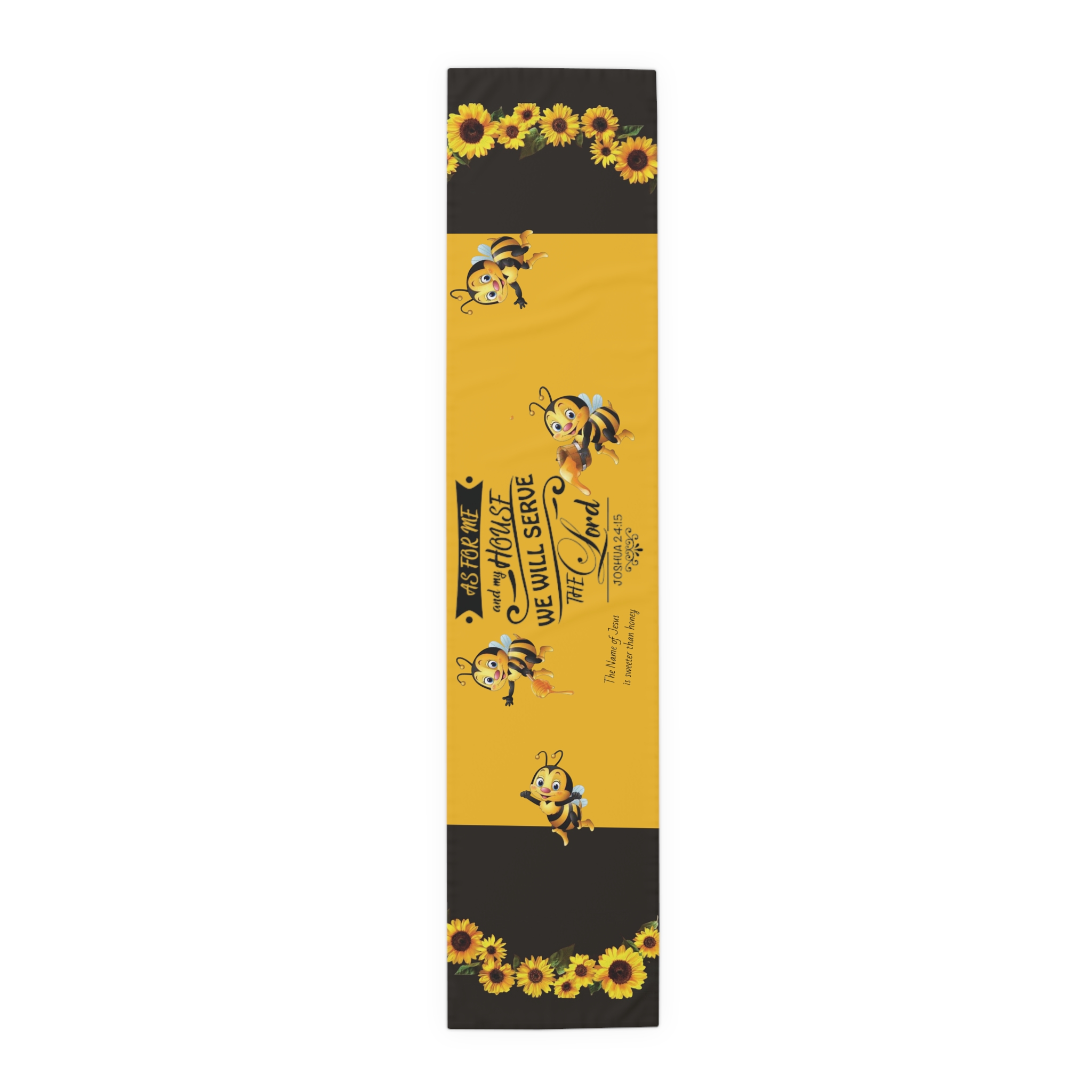 Sunflower Harvest Table Runner – Yellow & Black Cotton-Poly Decorative Table Runner - Image 2