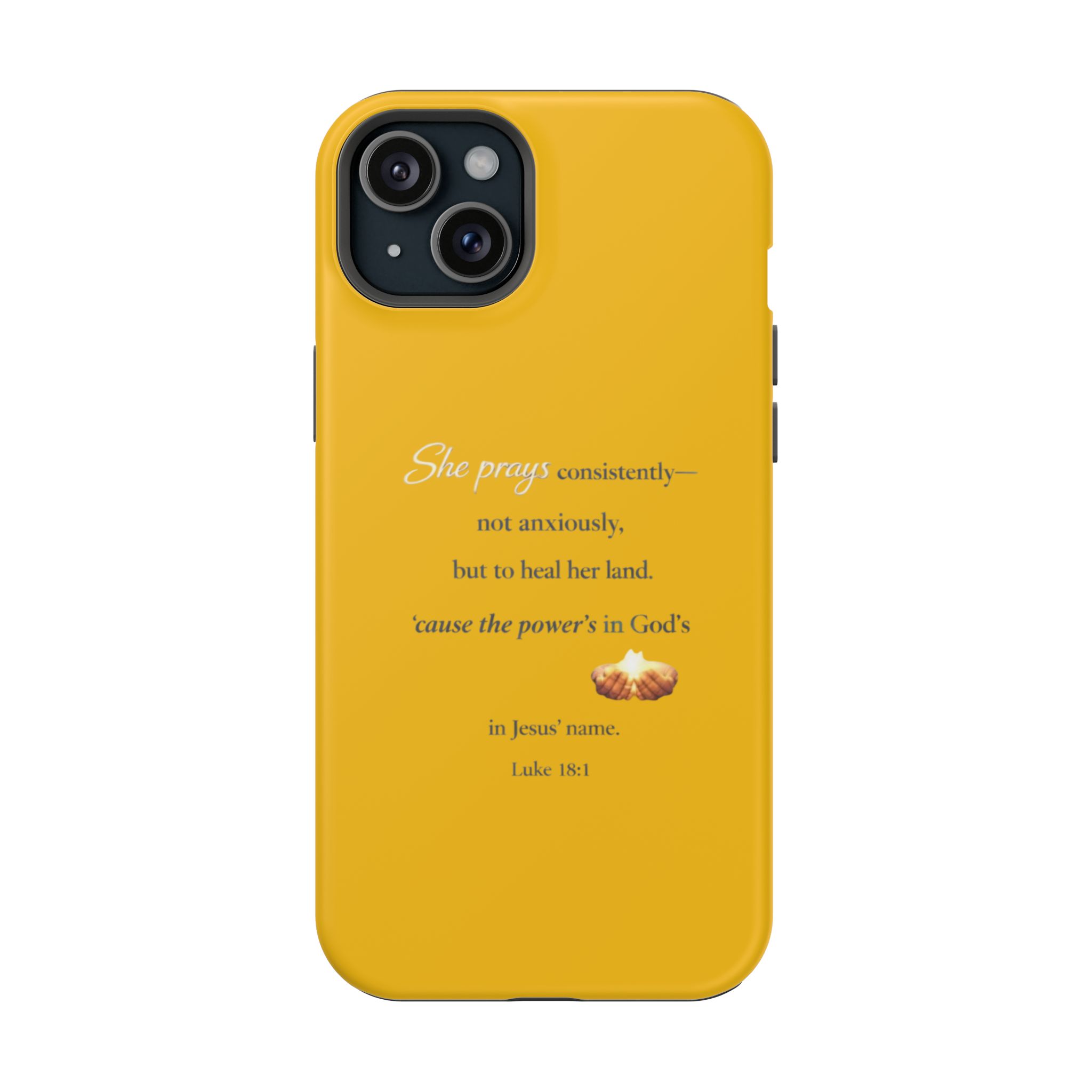 Christian Prayer Magnetic Impact-Resistant Phone Case — "She Prays Consistently" Inspirational Yellow - Image 85