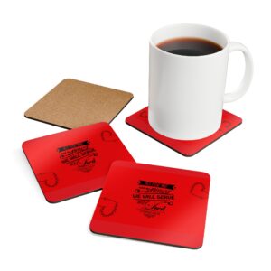 Cork Coaster Set — "As For Me and My House We Will Serve the Lord" Scripture Coasters (Heart Accent)