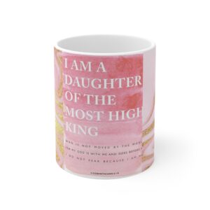 Daughter of the Most High King Mug — Pink Marble Faith Coffee Cup (11oz)