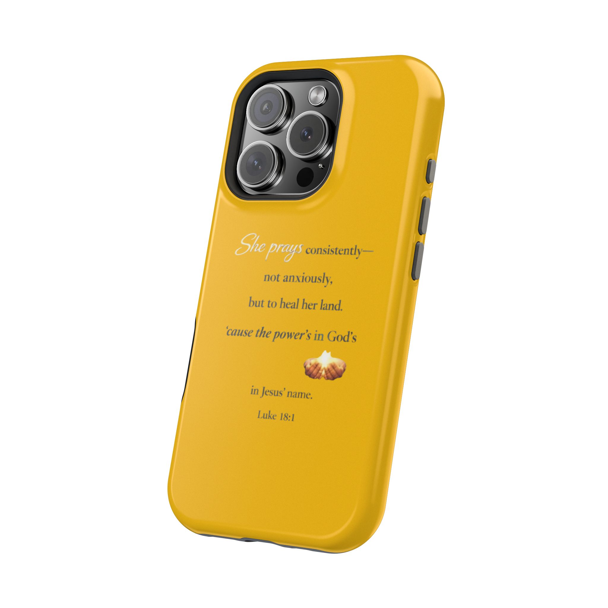 Christian Prayer Magnetic Impact-Resistant Phone Case — "She Prays Consistently" Inspirational Yellow - Image 114