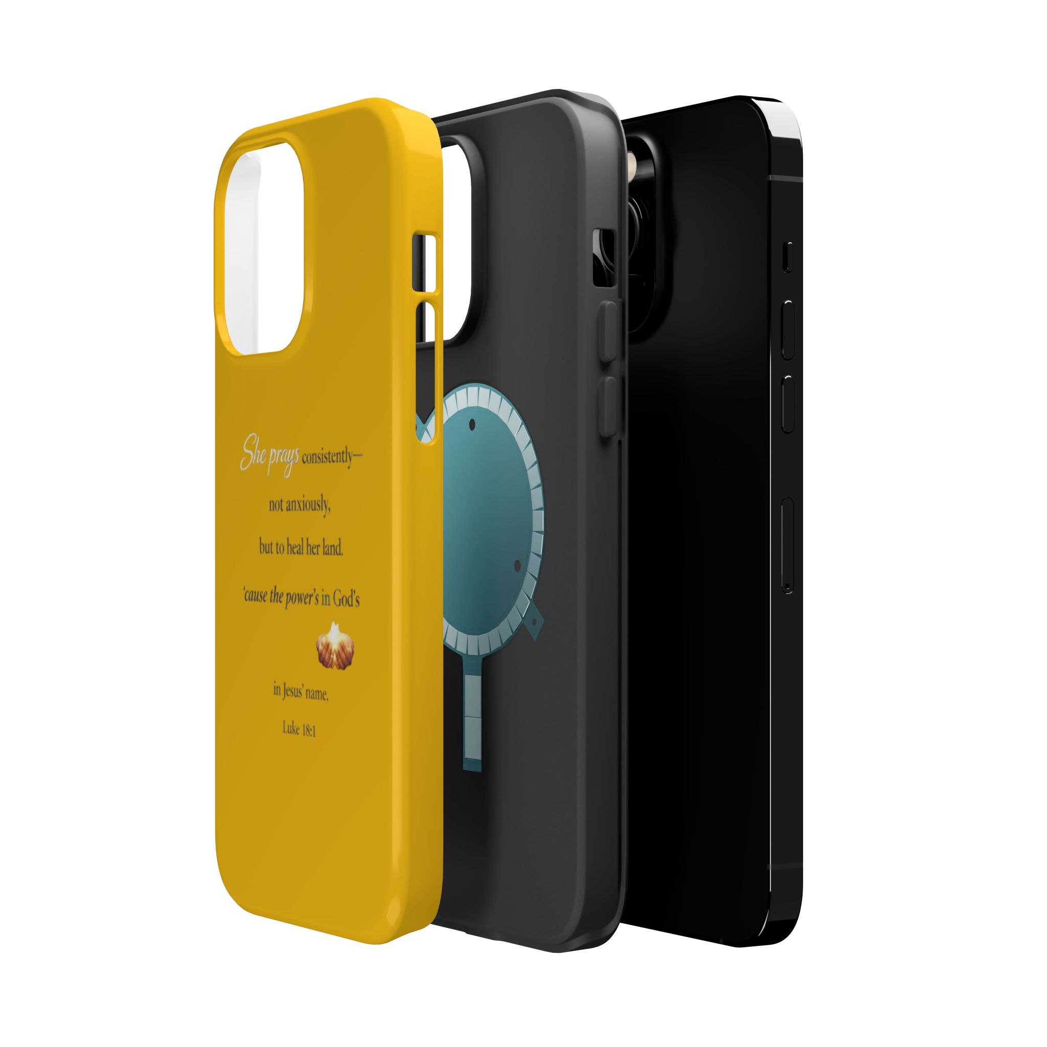 Christian Prayer Magnetic Impact-Resistant Phone Case — "She Prays Consistently" Inspirational Yellow - Image 26