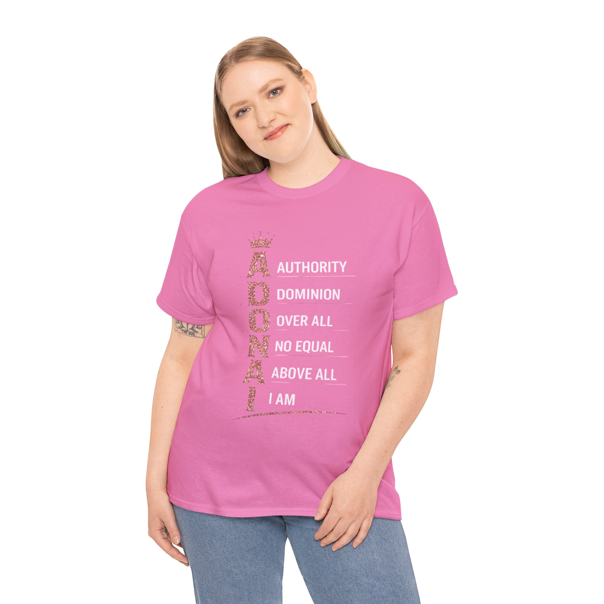 Adonai Faith Tee — Pink Crowned Vertical Scripture Design - Image 11