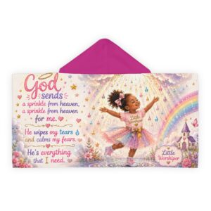 Youth Hooded Towel — Inspirational "God Sends a Sprinkle From Heaven" Christian Girls Bath Wrap