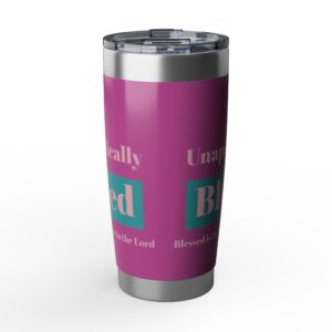 Blessed 20oz Tumbler — 'Blessed' Pink & Teal Inspirational Travel Mug