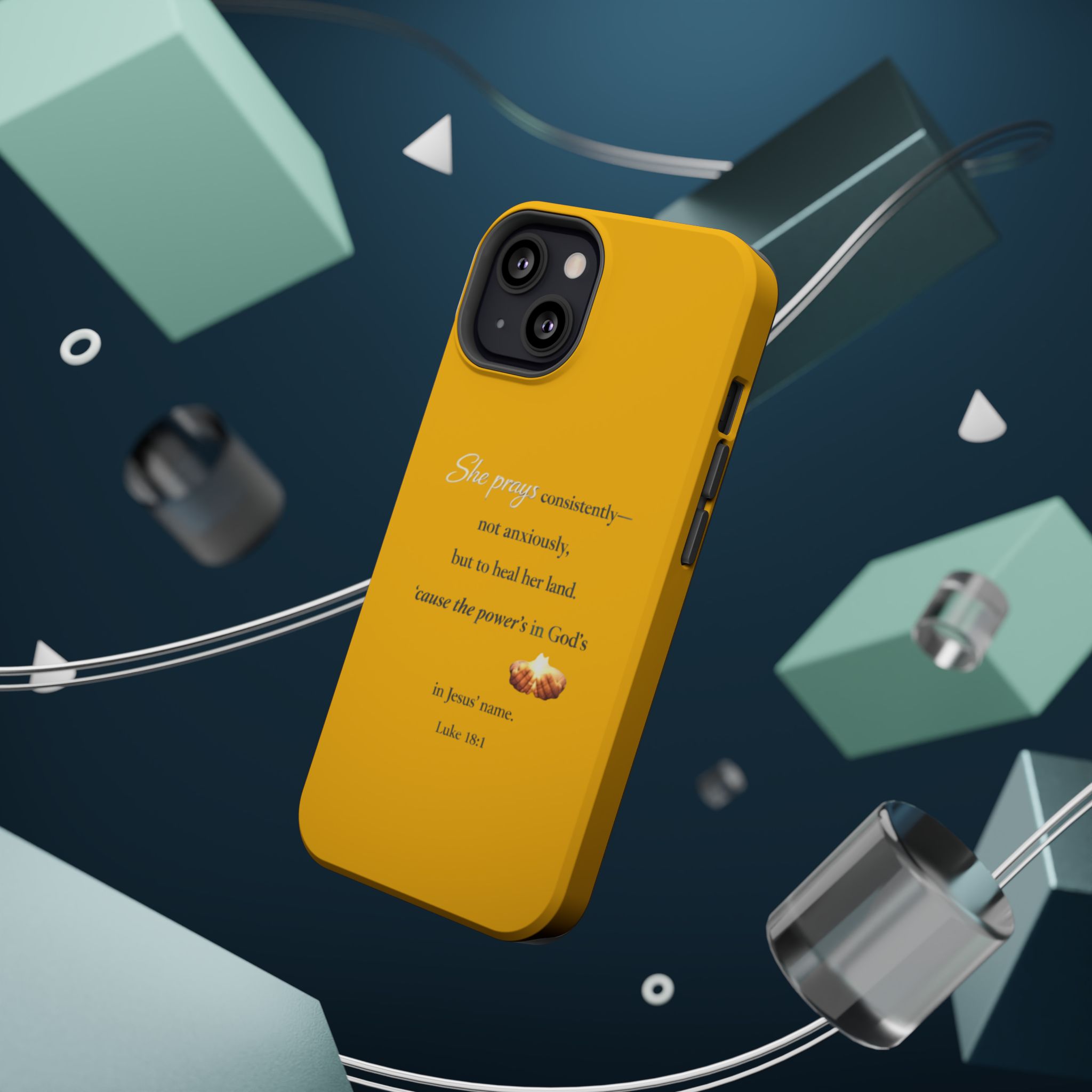 Christian Prayer Magnetic Impact-Resistant Phone Case — "She Prays Consistently" Inspirational Yellow - Image 39