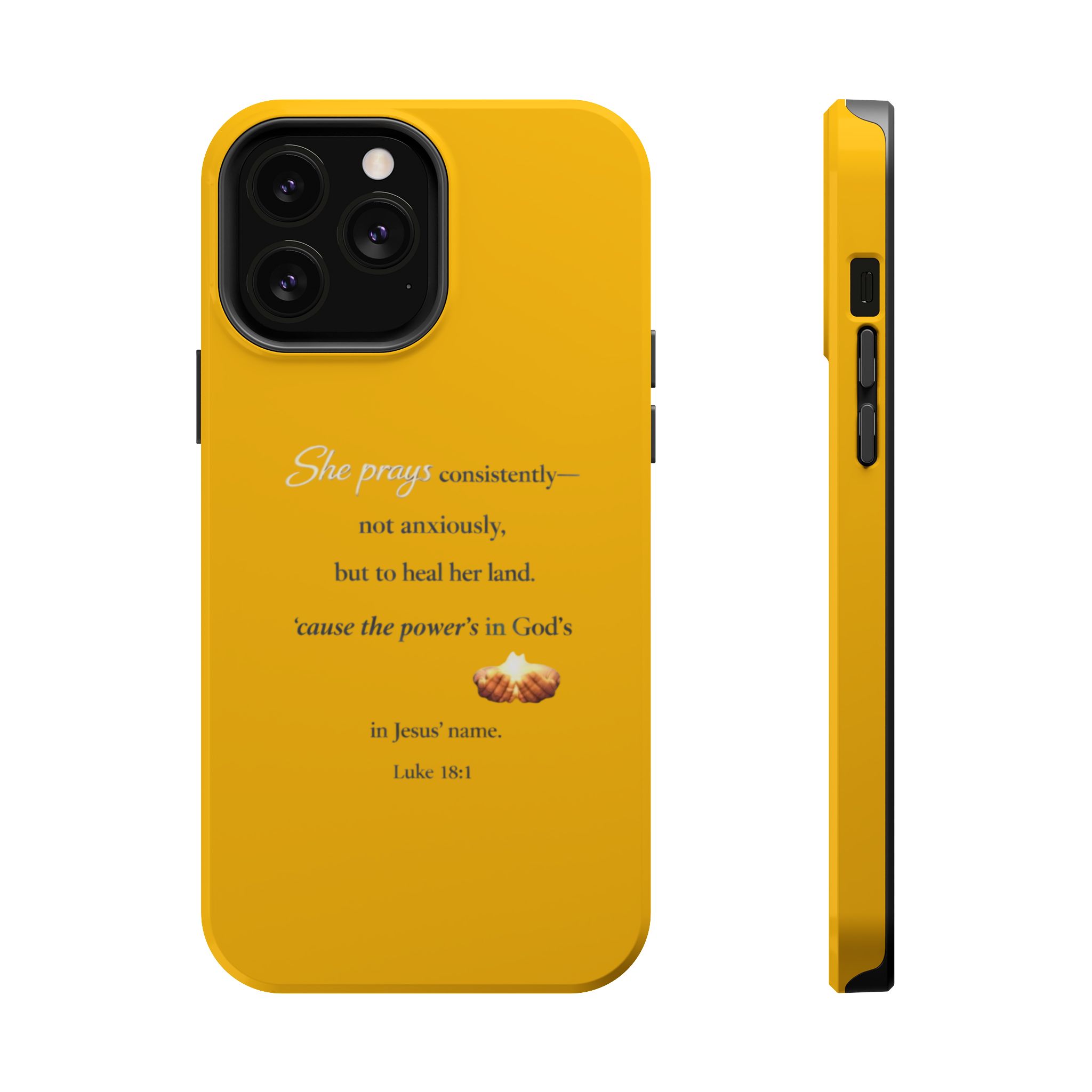 Christian Prayer Magnetic Impact-Resistant Phone Case — "She Prays Consistently" Inspirational Yellow - Image 57