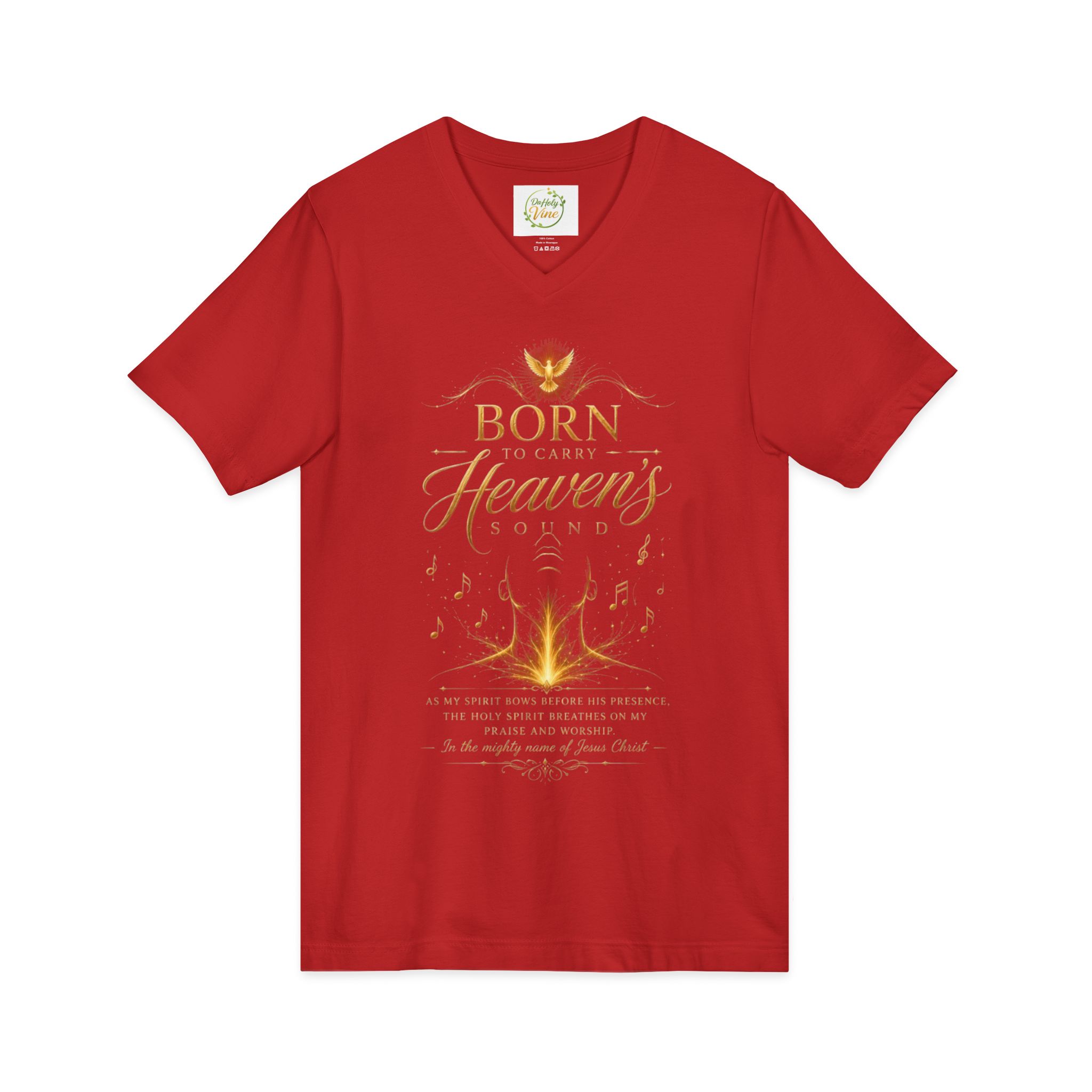 Born to carry heavens Sound V-Neck Tee — Inspirational Christian Faith T‑Shirt - Image 19