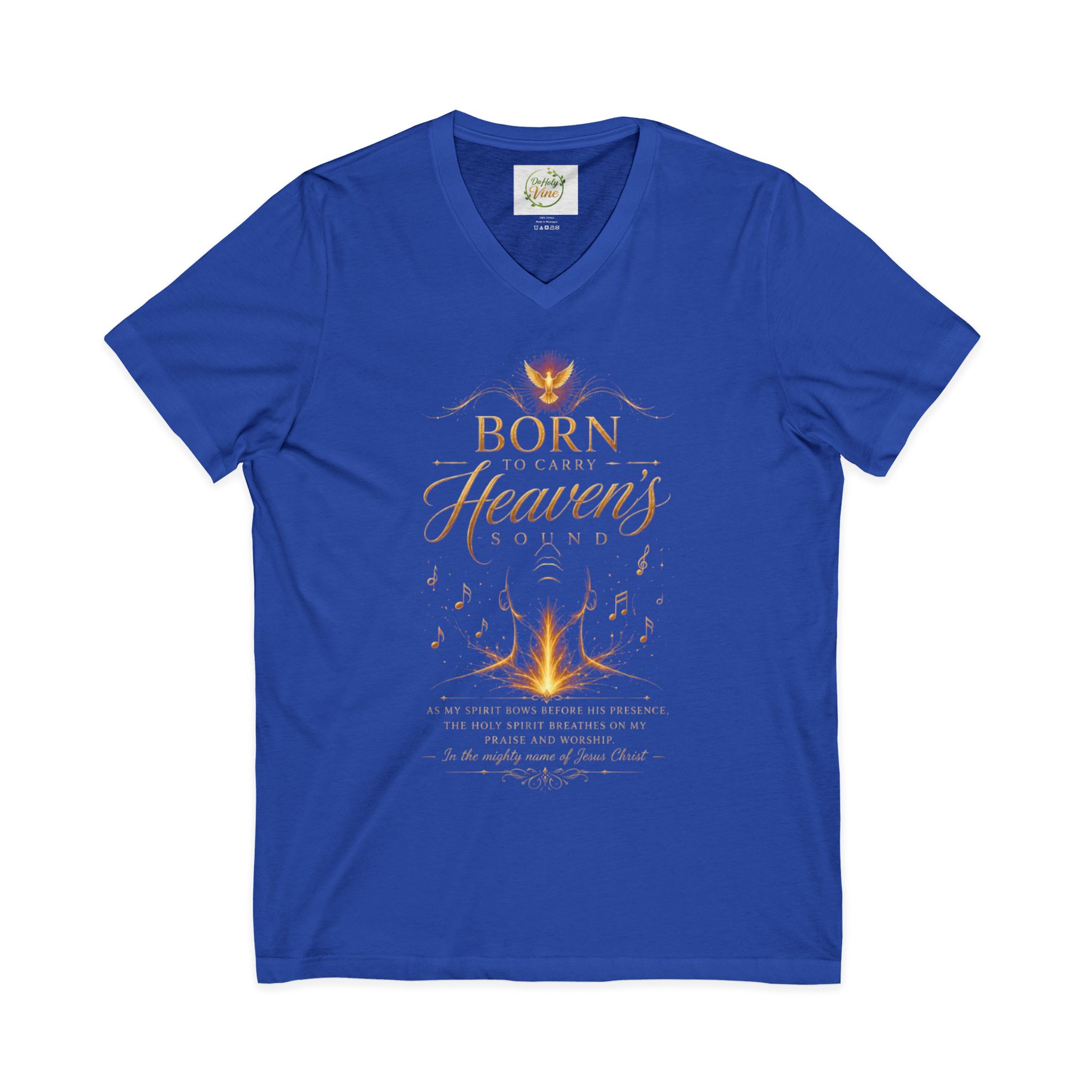 Born to carry heavens Sound V-Neck Tee — Inspirational Christian Faith T‑Shirt - Image 9