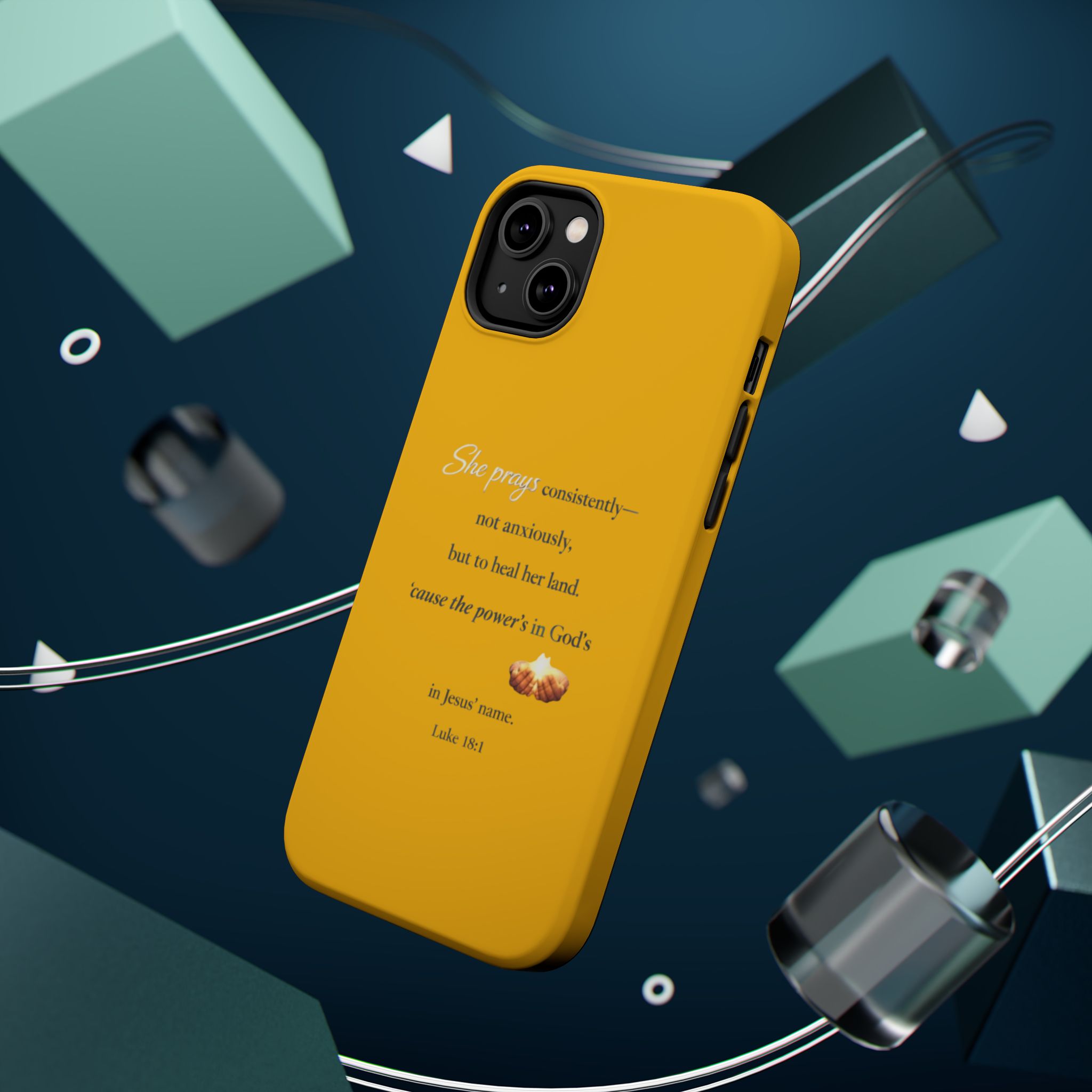 Christian Prayer Magnetic Impact-Resistant Phone Case — "She Prays Consistently" Inspirational Yellow - Image 23