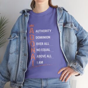 Adonai Faith Tee — Pink Crowned Vertical Scripture Design