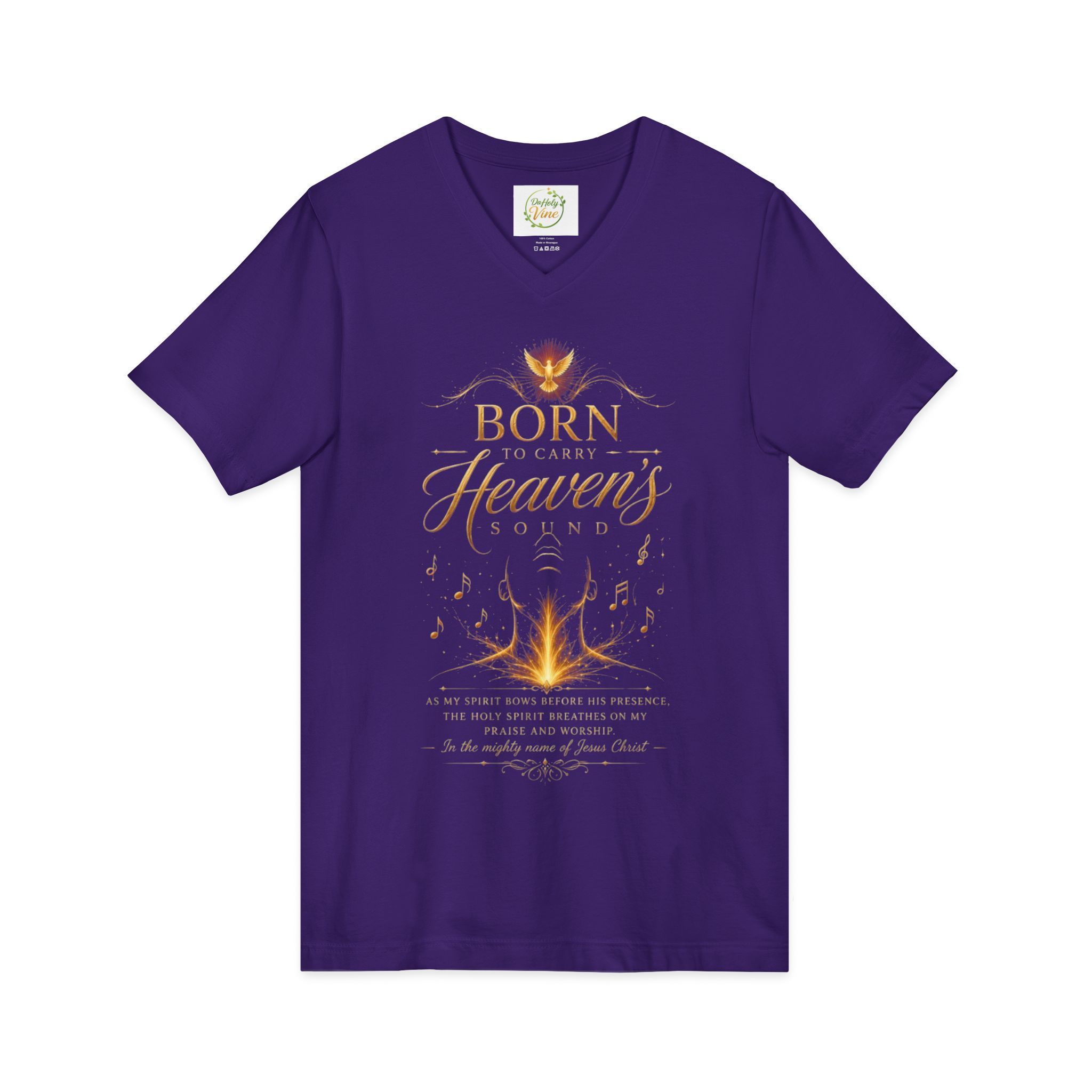 Born to carry heavens Sound V-Neck Tee — Inspirational Christian Faith T‑Shirt - Image 15