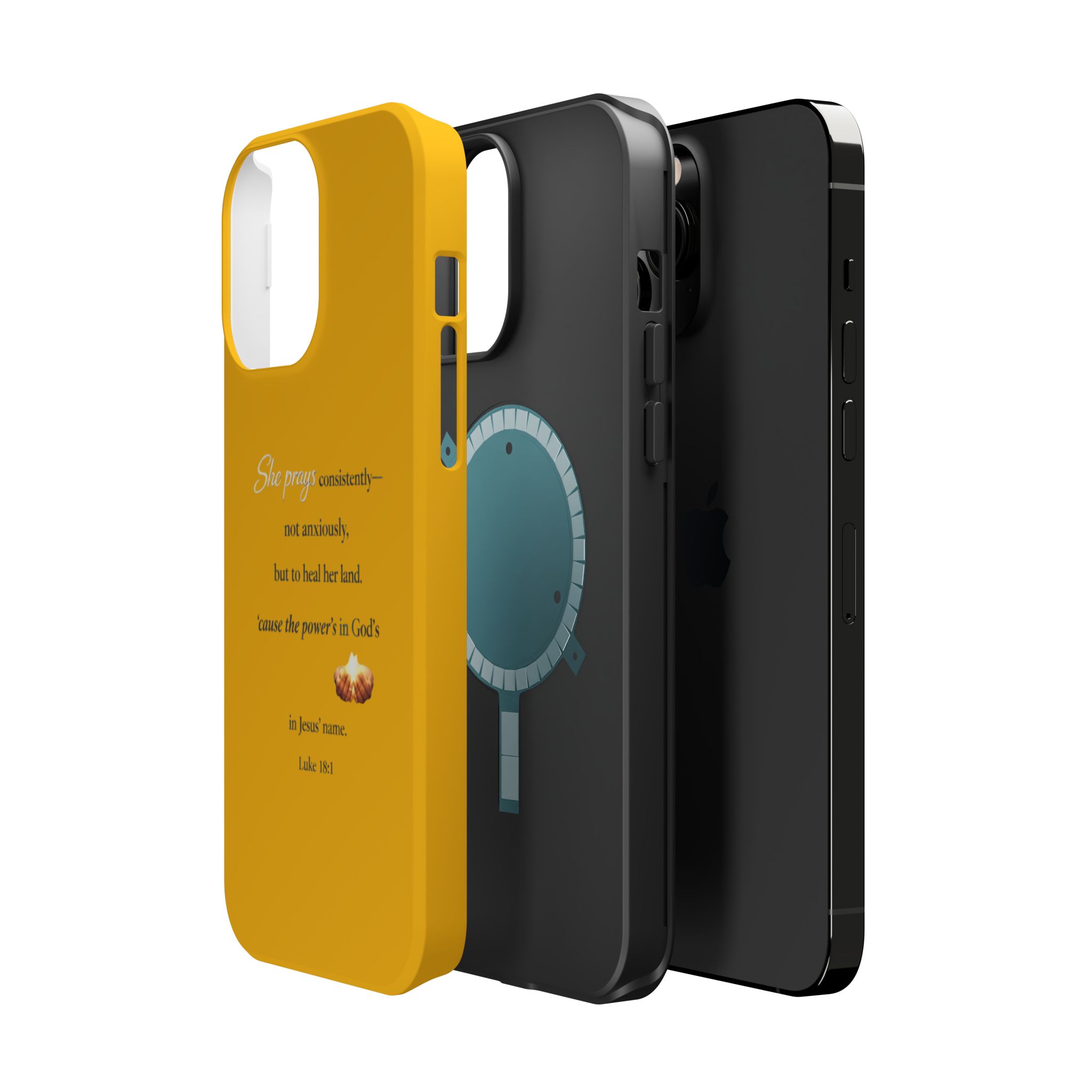 Christian Prayer Magnetic Impact-Resistant Phone Case — "She Prays Consistently" Inspirational Yellow - Image 62