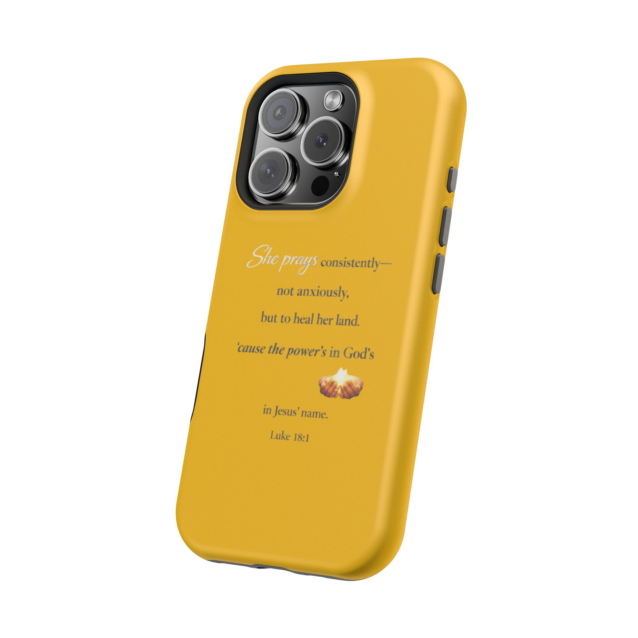Christian Prayer Magnetic Impact-Resistant Phone Case — "She Prays Consistently" Inspirational Yellow - Image 118