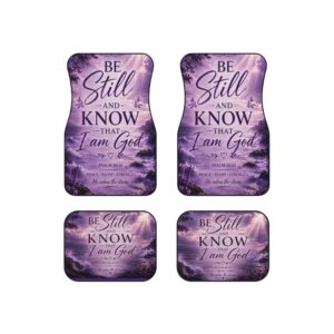Inspirational 'Be Still and Know I Am God' Car Mats (Set of 4) - Purple Psalm 46:10 Auto Floor Mats
