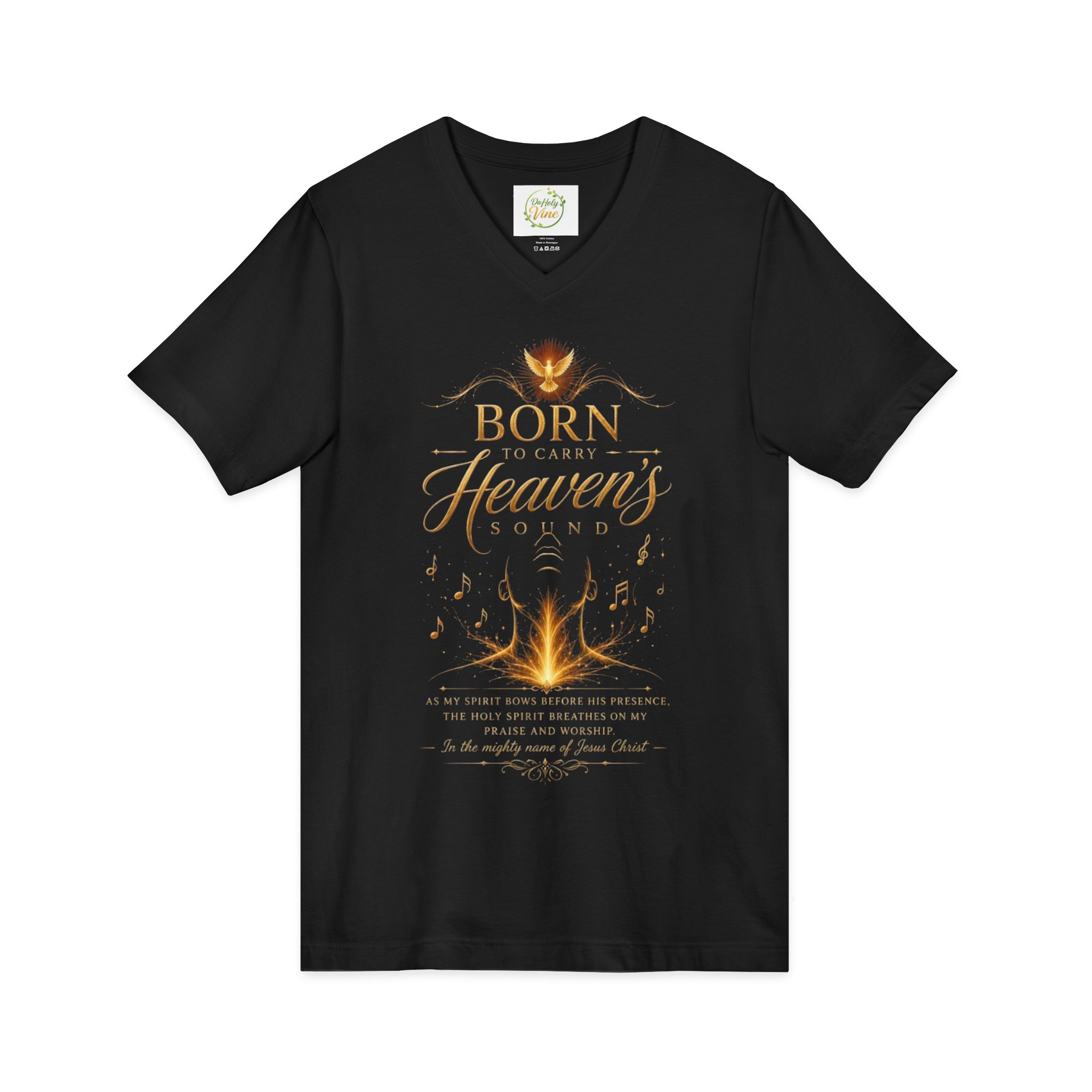 Born to carry heavens Sound V-Neck Tee — Inspirational Christian Faith T‑Shirt - Image 7