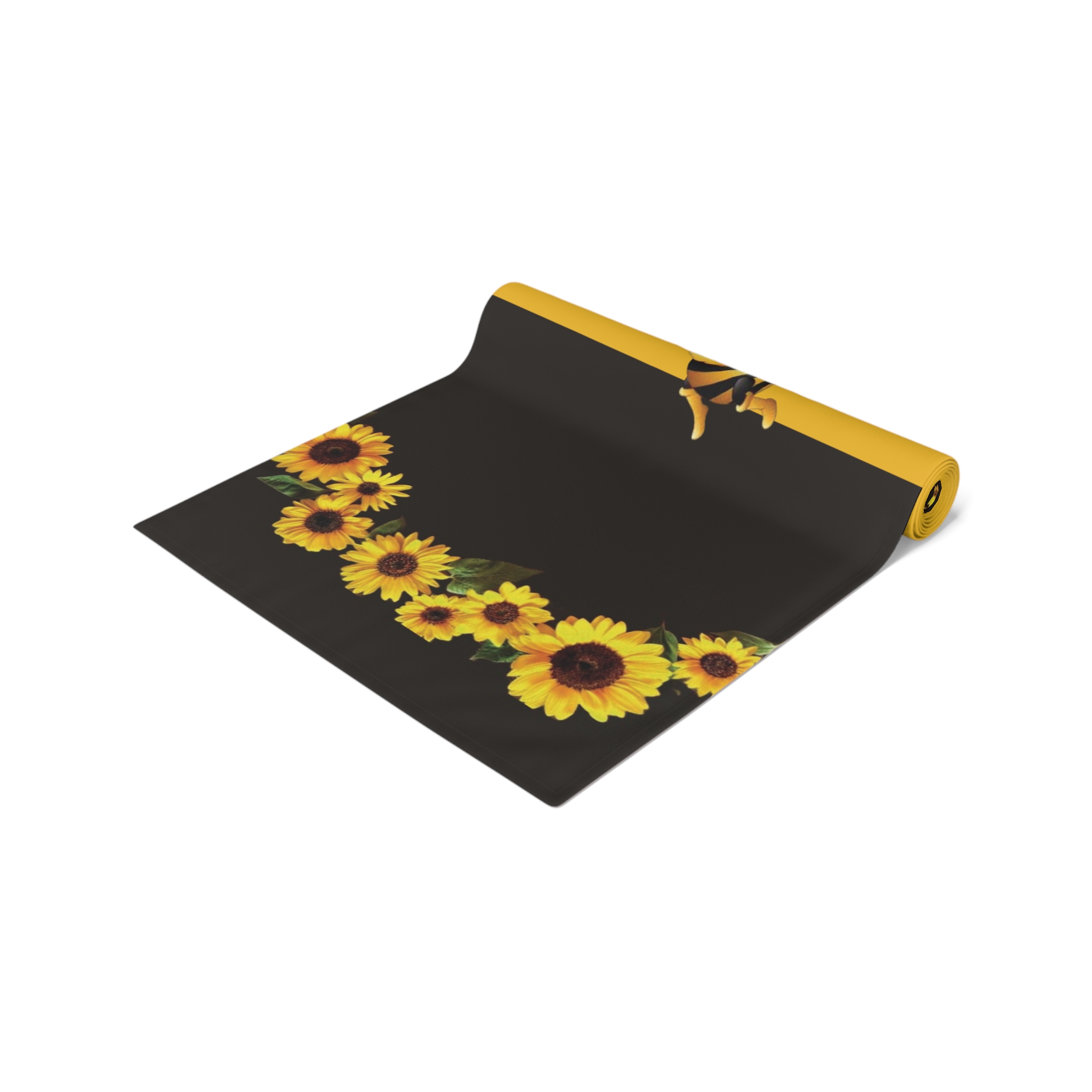 Sunflower Harvest Table Runner – Yellow & Black Cotton-Poly Decorative Table Runner - Image 3