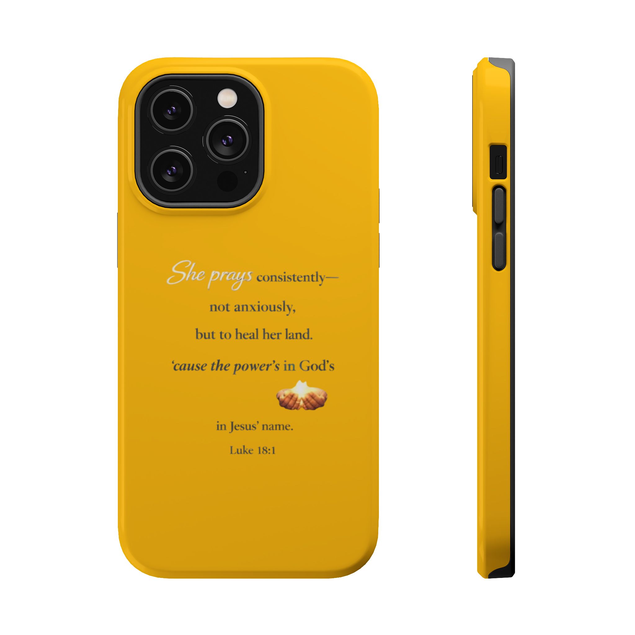 Christian Prayer Magnetic Impact-Resistant Phone Case — "She Prays Consistently" Inspirational Yellow - Image 25