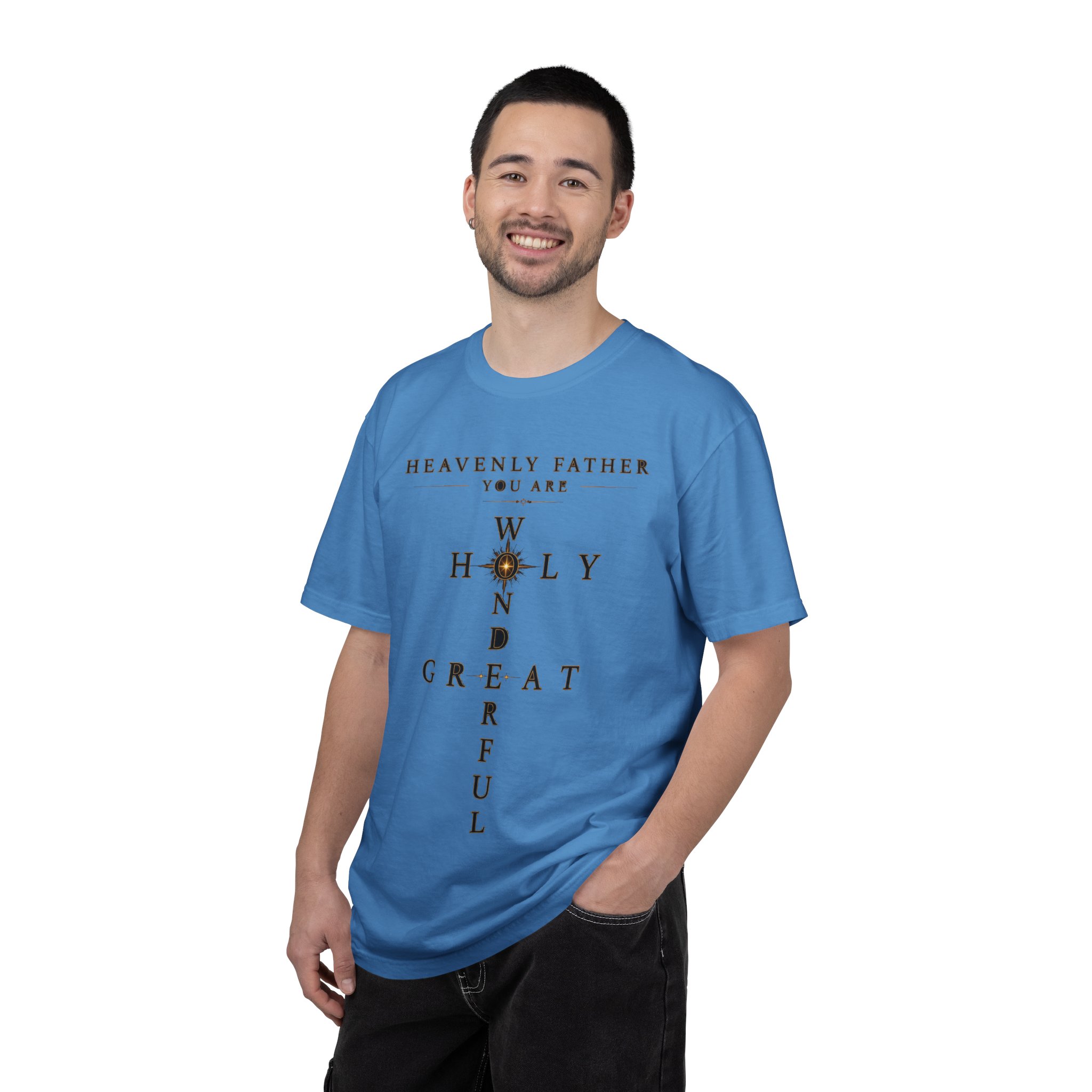 Heavenly Father Cross T‑Shirt — "You Are Wonderful, Holy, Great" Christian Faith Tee - Image 37