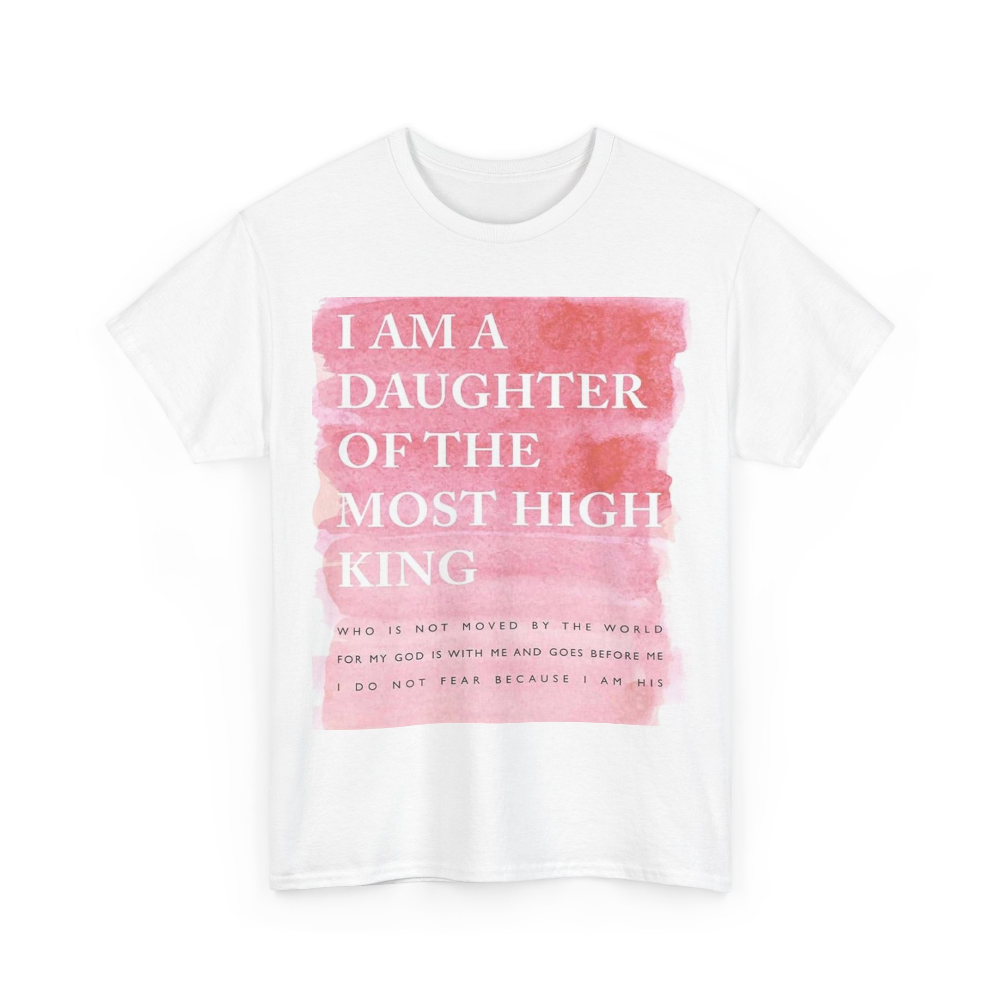 Daughter of the Most High King Tee 1— Christian Faith Graphic T‑Shirt (Pink Watercolor) - Image 4