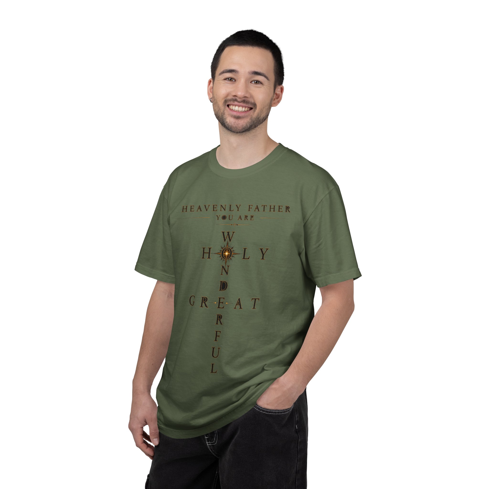 Heavenly Father Cross T‑Shirt — "You Are Wonderful, Holy, Great" Christian Faith Tee - Image 4