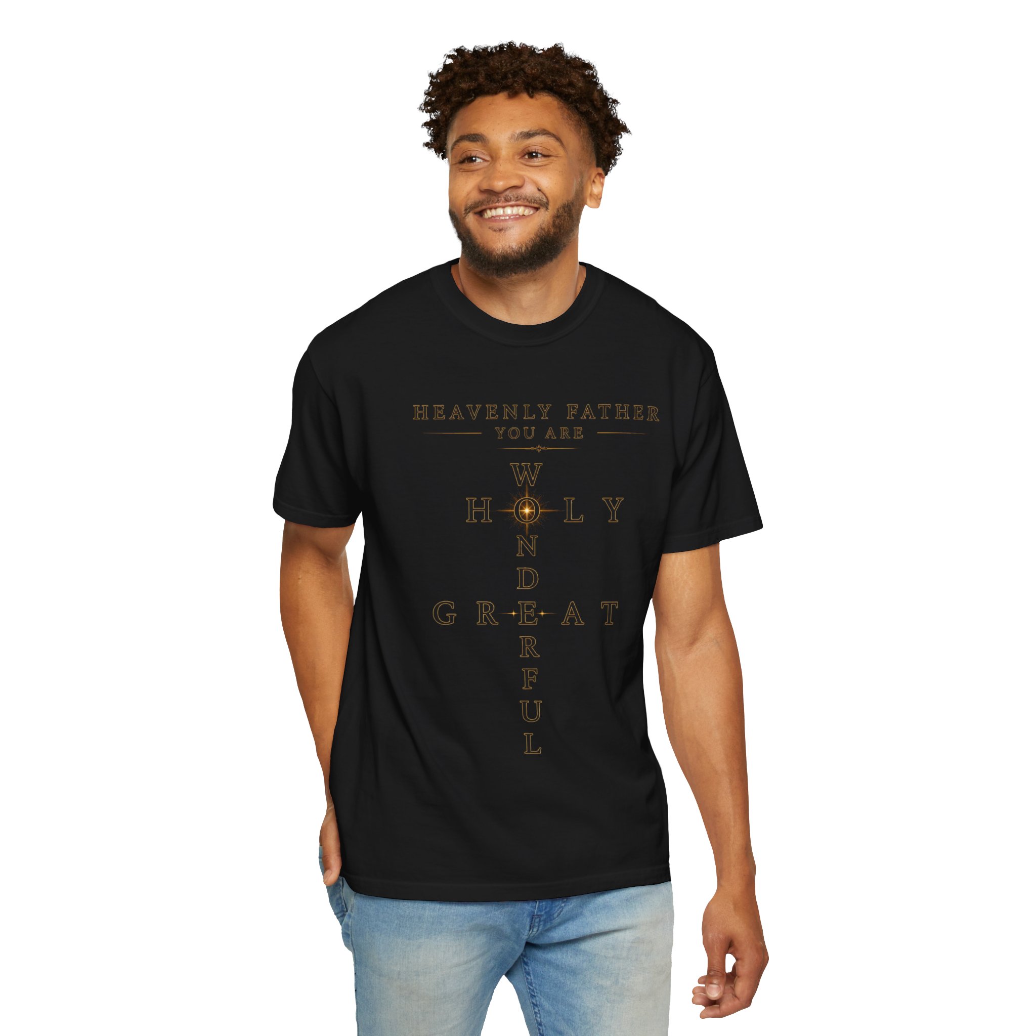 Heavenly Father Cross T‑Shirt — "You Are Wonderful, Holy, Great" Christian Faith Tee - Image 27