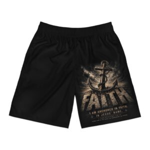 Faith Anchor Men's Jogger Shorts — Nautical Christian Graphic