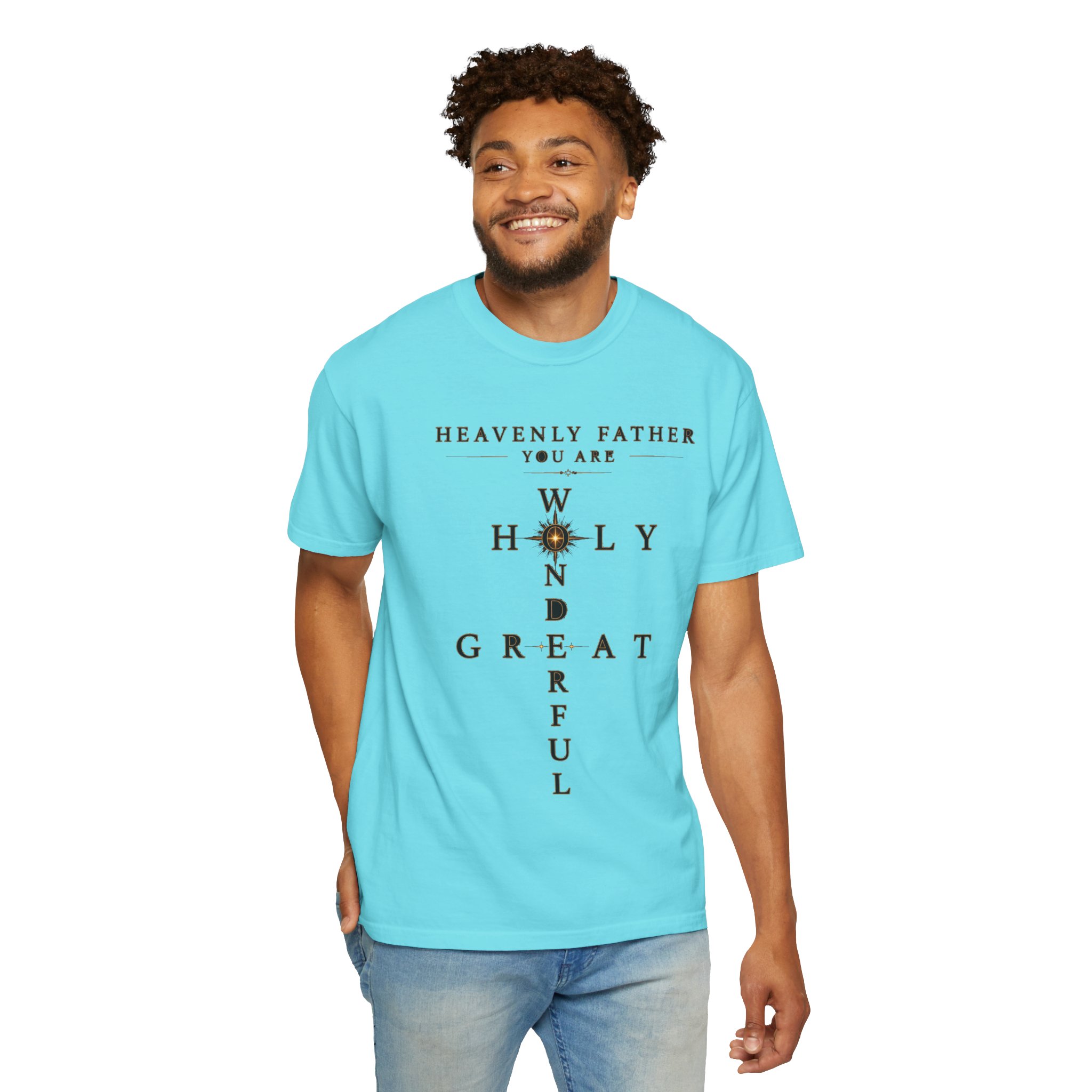 Heavenly Father Cross T‑Shirt — "You Are Wonderful, Holy, Great" Christian Faith Tee - Image 12