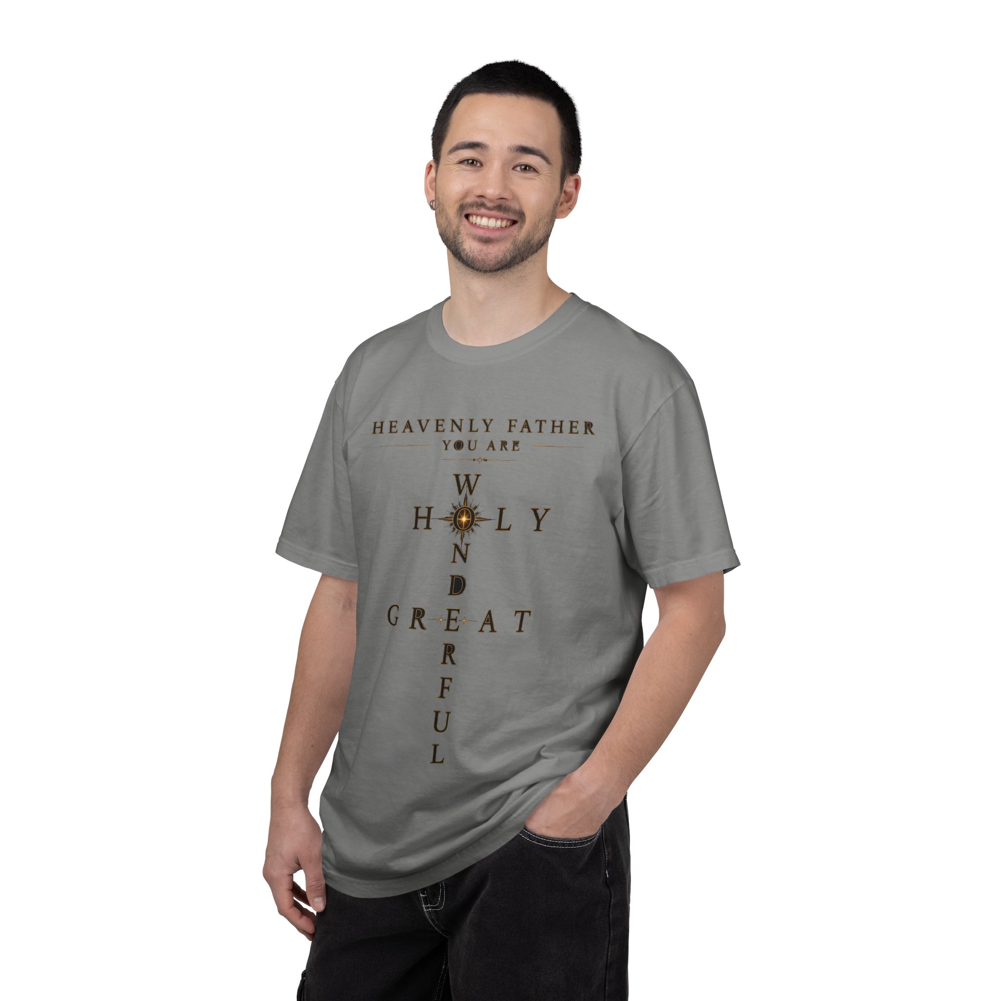 Heavenly Father Cross T‑Shirt — "You Are Wonderful, Holy, Great" Christian Faith Tee - Image 22