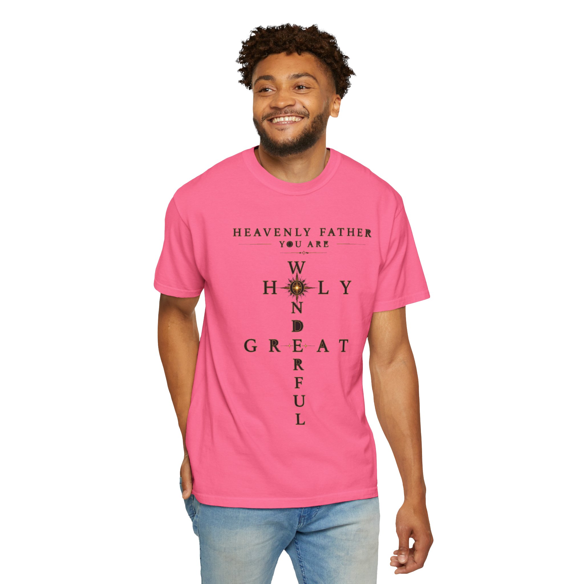 Heavenly Father Cross T‑Shirt — "You Are Wonderful, Holy, Great" Christian Faith Tee - Image 33