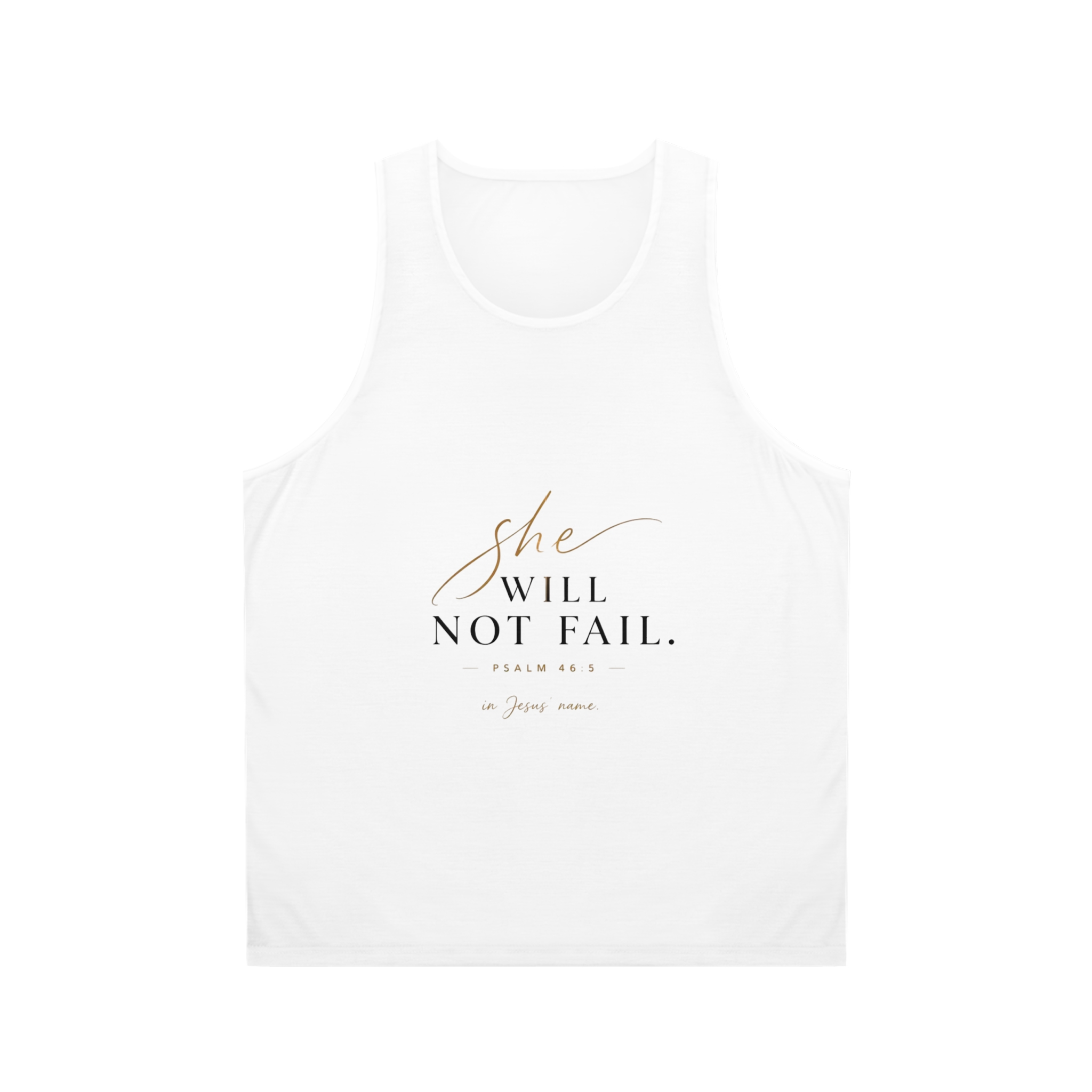 Faith-Based Tank Top — “She Will Not Fail” Psalm 46:5 Scripture Tank - Image 2