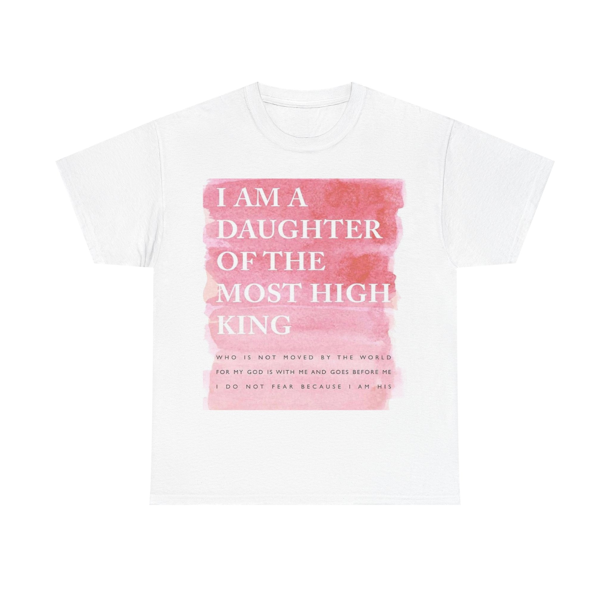 Daughter of the Most High King Tee 1— Christian Faith Graphic T‑Shirt (Pink Watercolor) - Image 2
