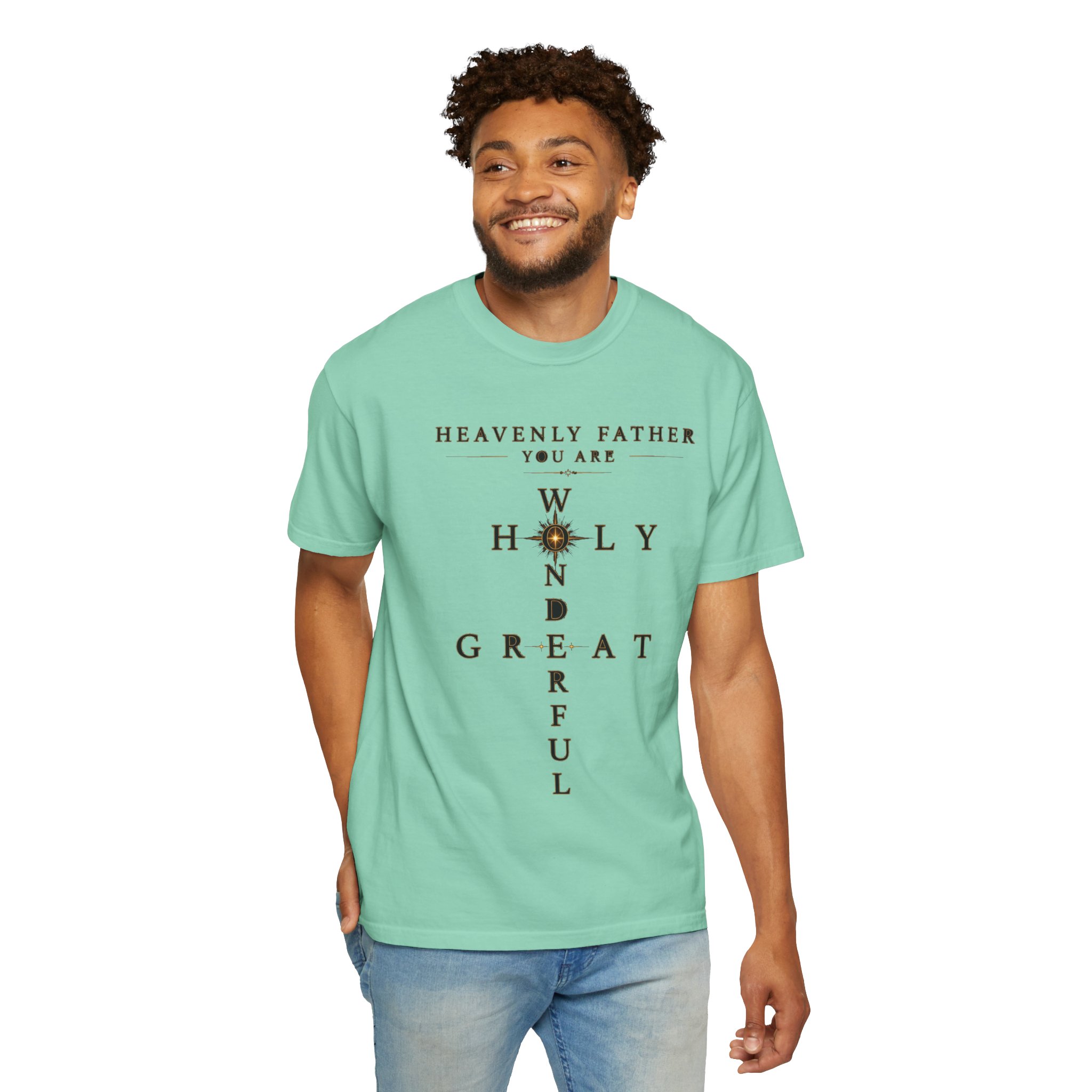 Heavenly Father Cross T‑Shirt — "You Are Wonderful, Holy, Great" Christian Faith Tee - Image 21