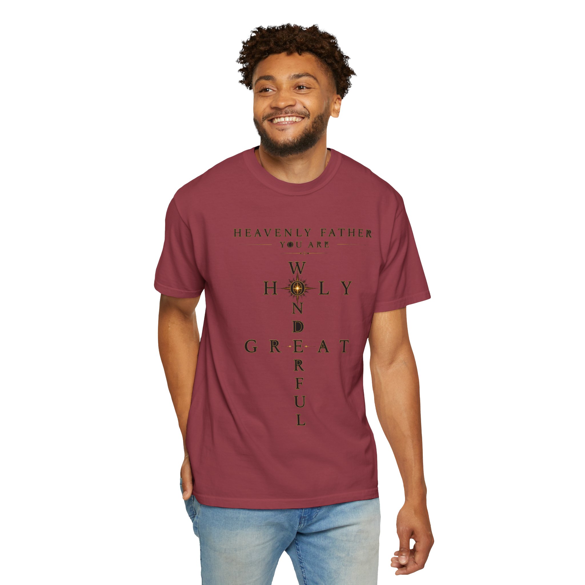 Heavenly Father Cross T‑Shirt — "You Are Wonderful, Holy, Great" Christian Faith Tee - Image 15