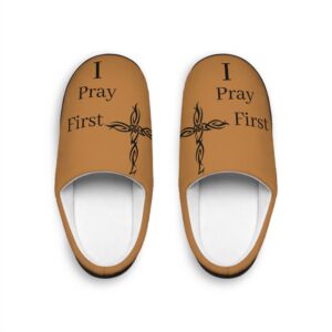 Pray First Men's Indoor Slippers — Cozy Scripture-Inspired House Shoes