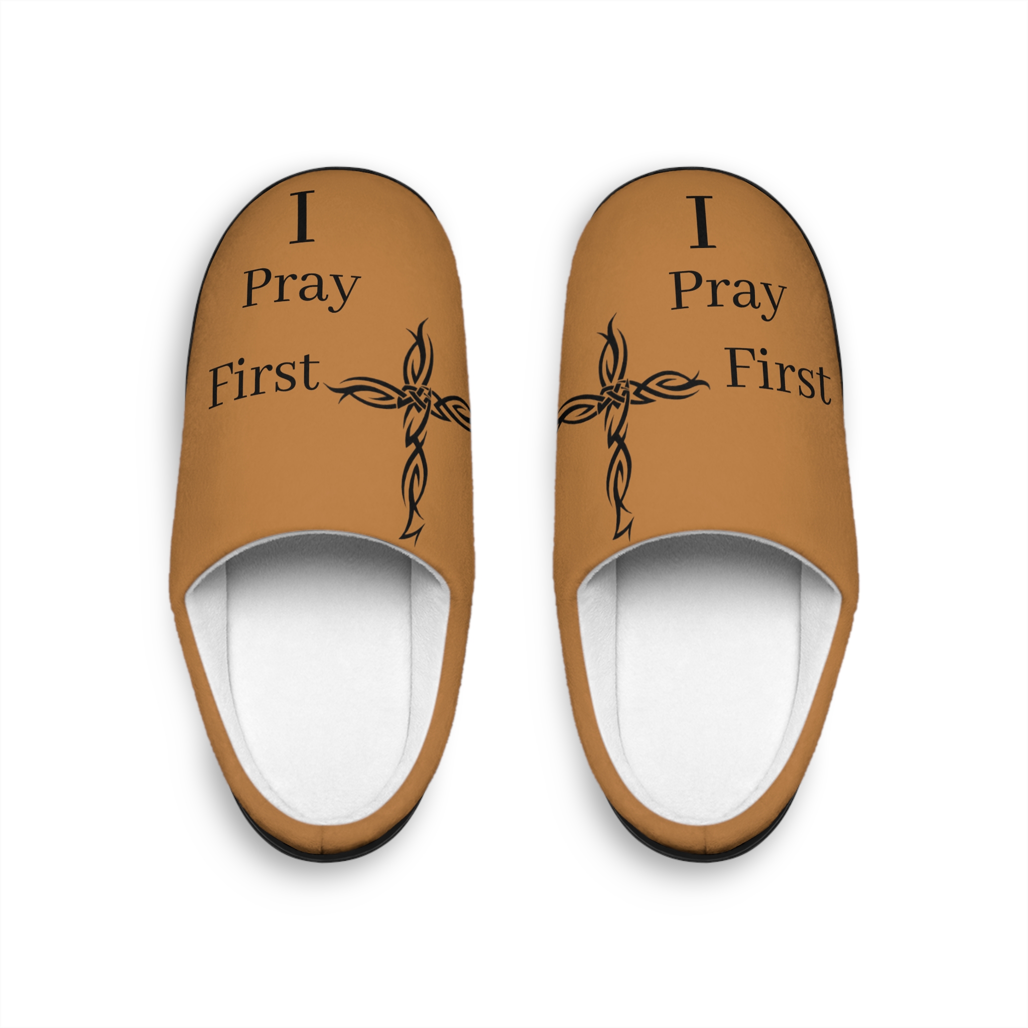 Pray First Men's Indoor Slippers — Cozy Scripture-Inspired House Shoes