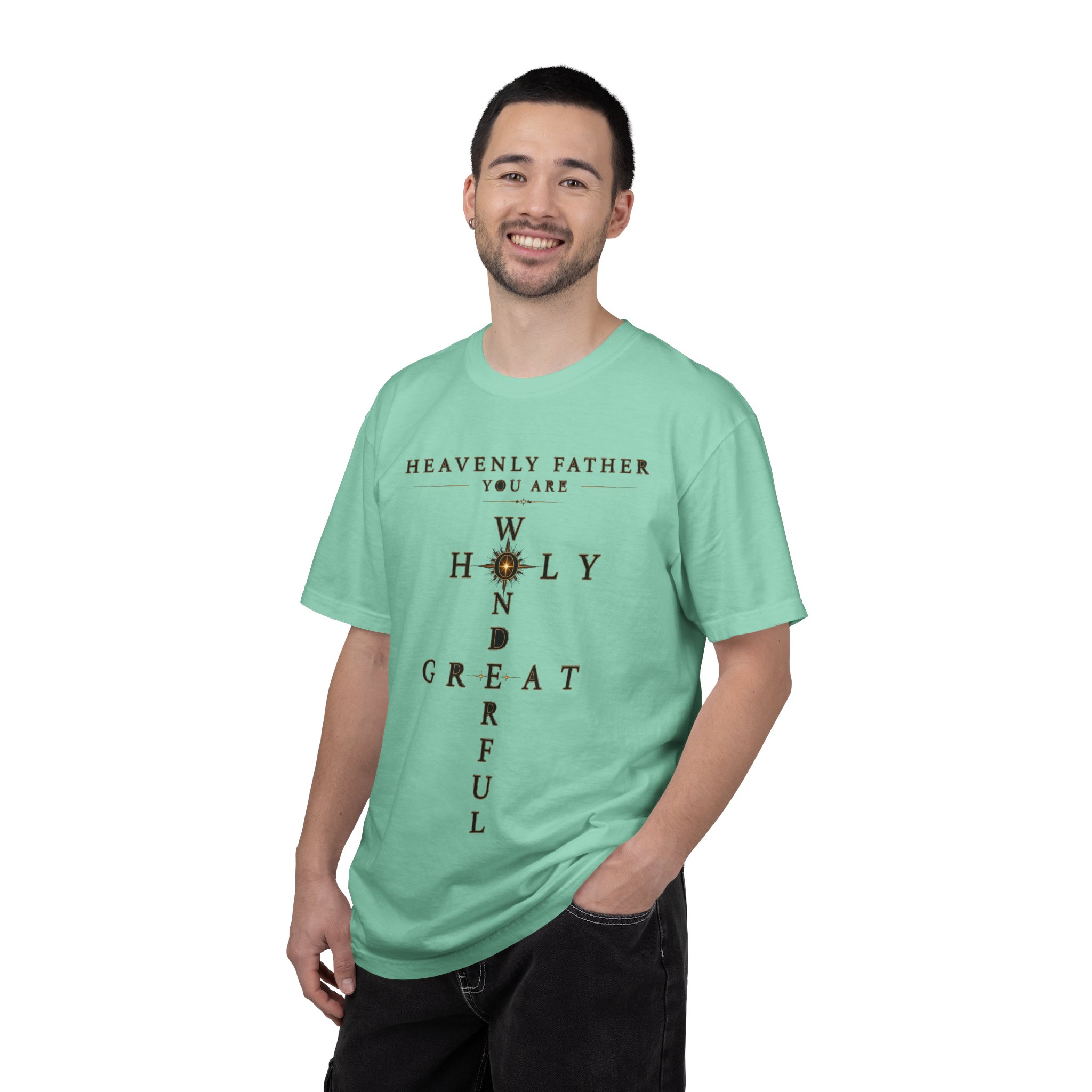 Heavenly Father Cross T‑Shirt — "You Are Wonderful, Holy, Great" Christian Faith Tee - Image 19