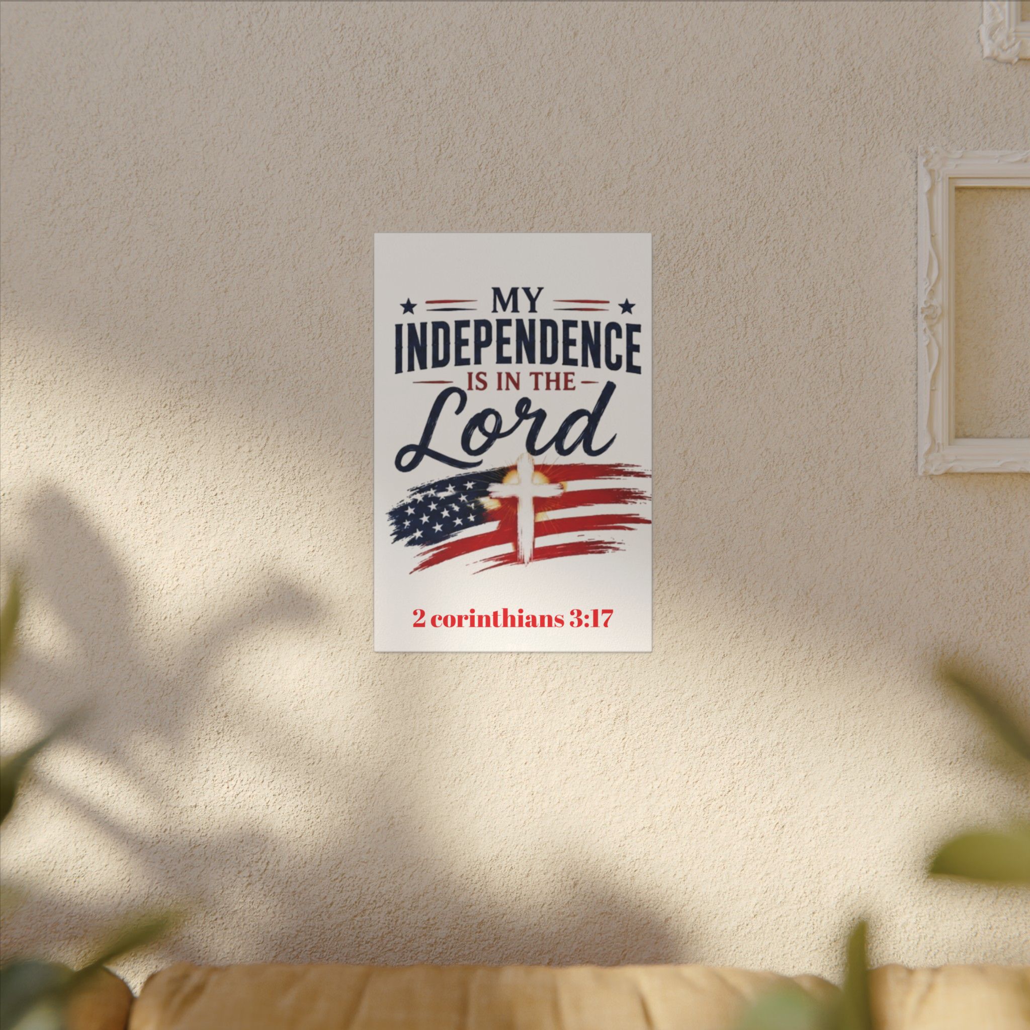 Independence Is in the Lord Canvas Wall Art – Patriotic Christian 2 Corinthians 3:17 - Image 7