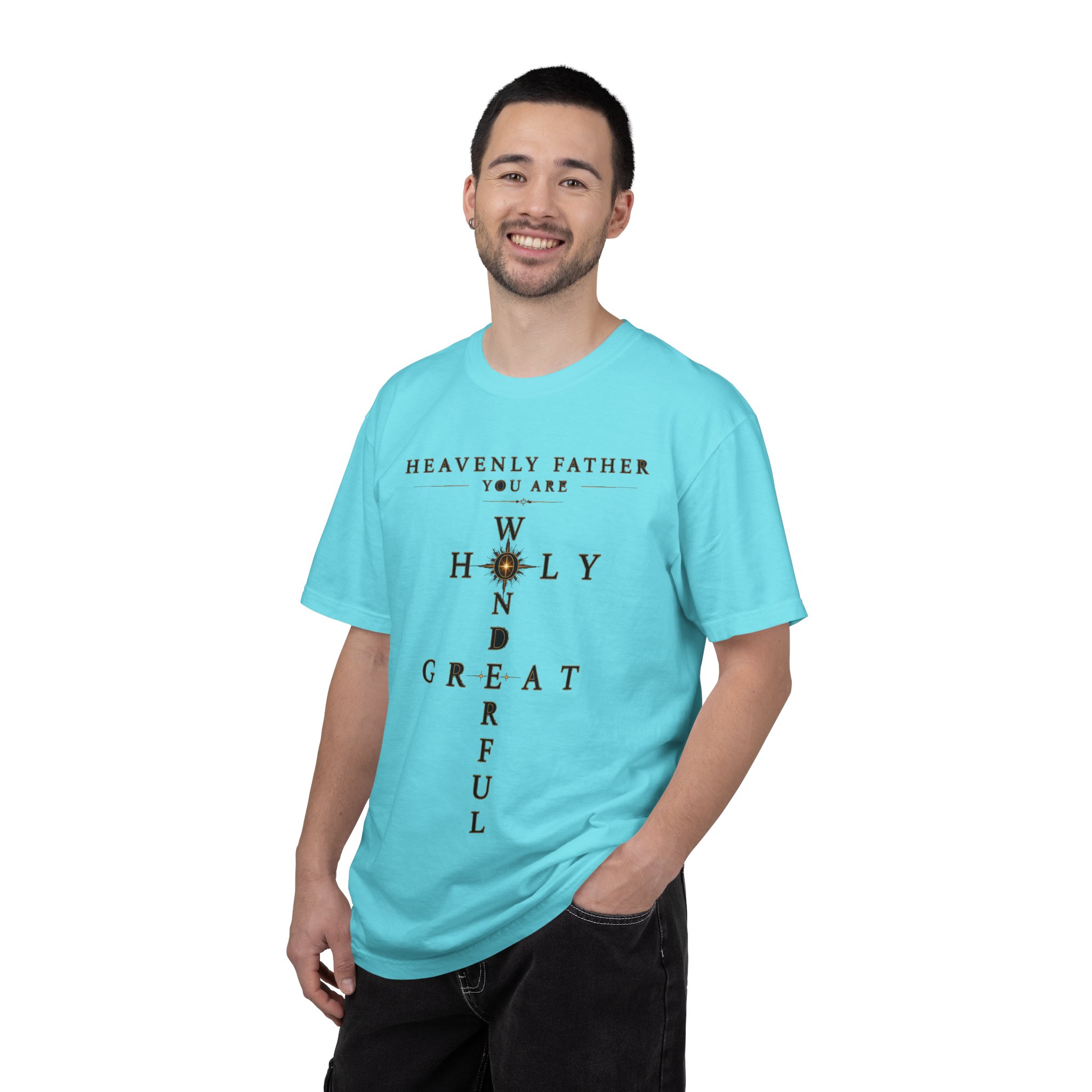 Heavenly Father Cross T‑Shirt — "You Are Wonderful, Holy, Great" Christian Faith Tee - Image 10