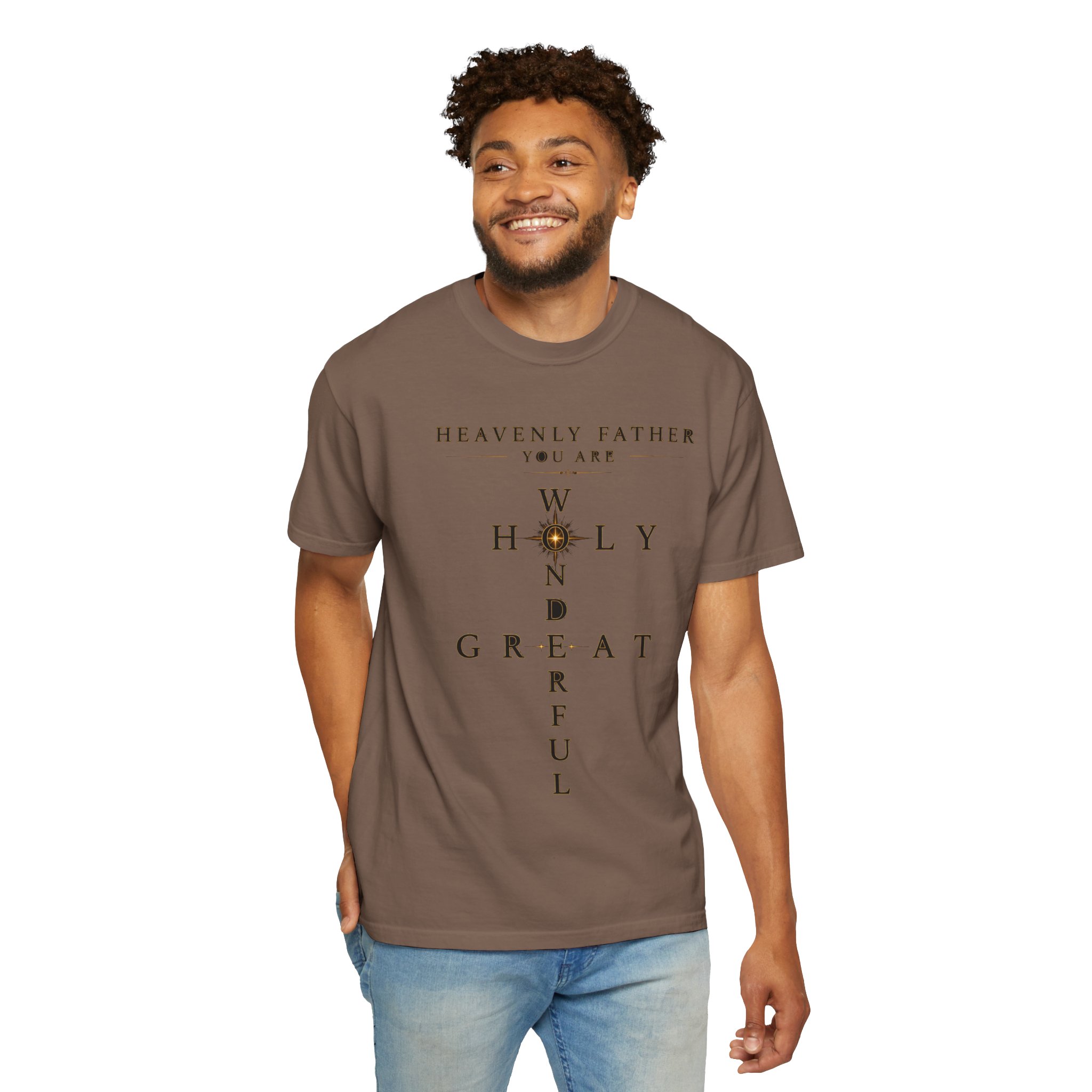 Heavenly Father Cross T‑Shirt — "You Are Wonderful, Holy, Great" Christian Faith Tee - Image 42