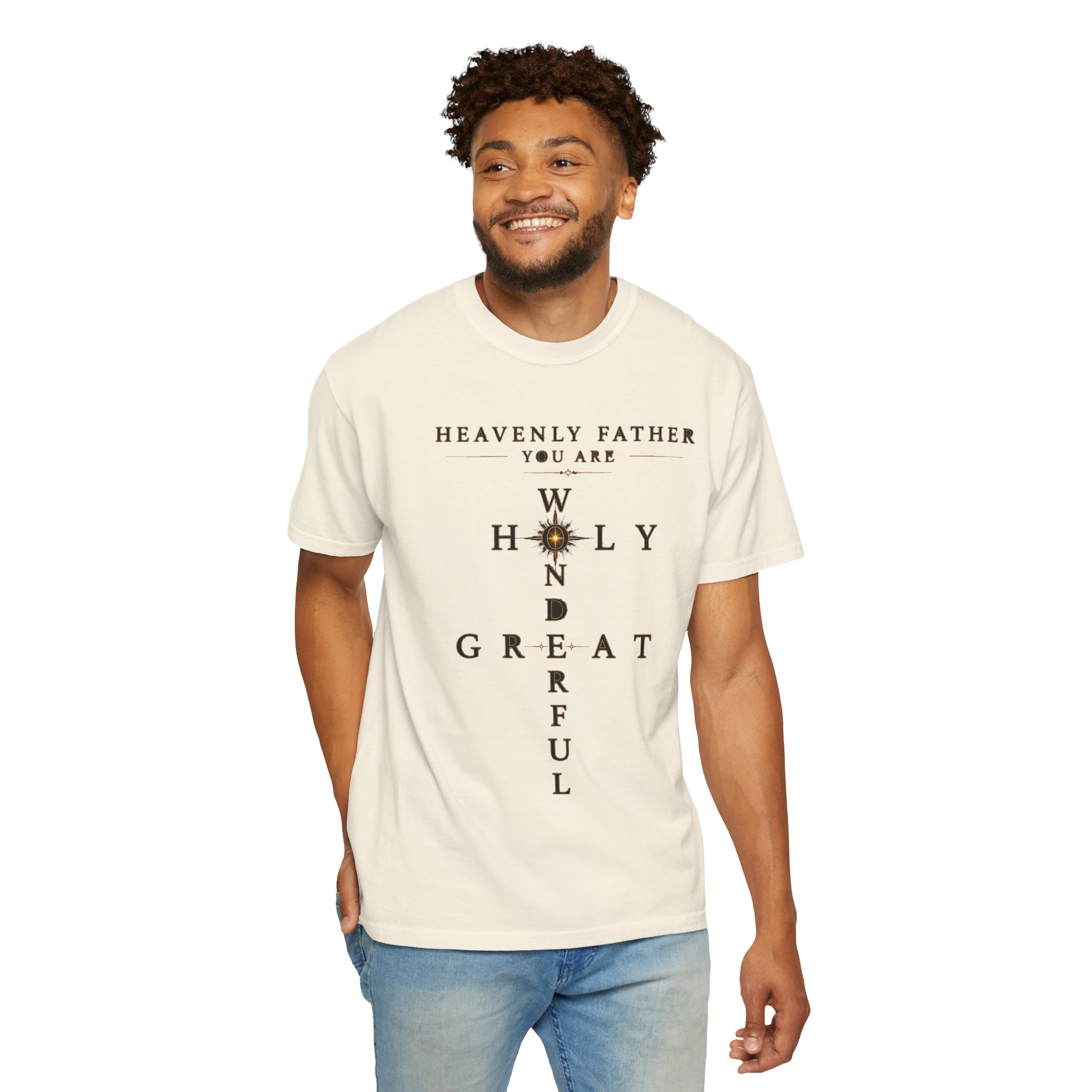 Heavenly Father Cross T‑Shirt — "You Are Wonderful, Holy, Great" Christian Faith Tee - Image 30