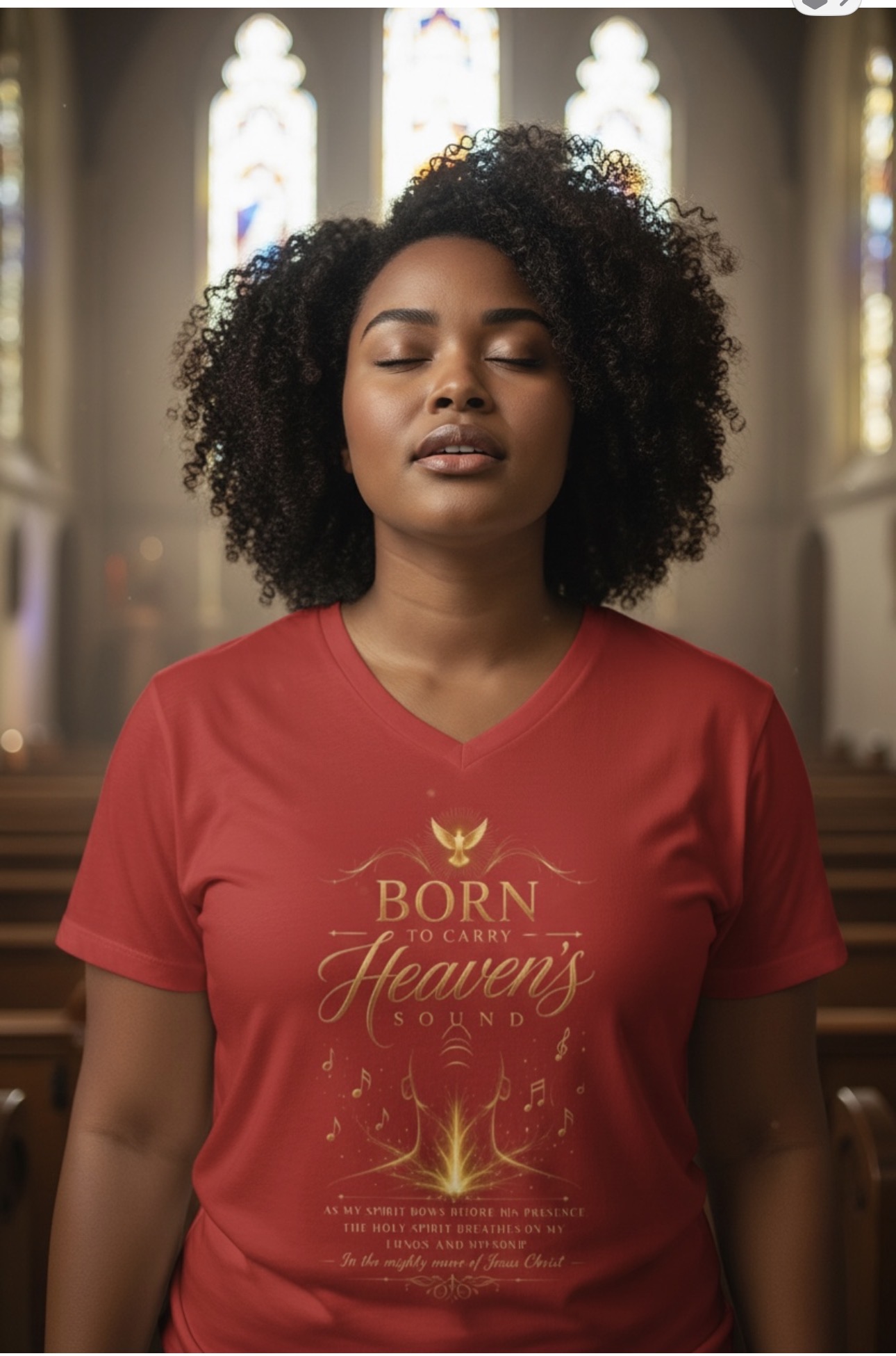 Born to carry heavens Sound V-Neck Tee — Inspirational Christian Faith T‑Shirt