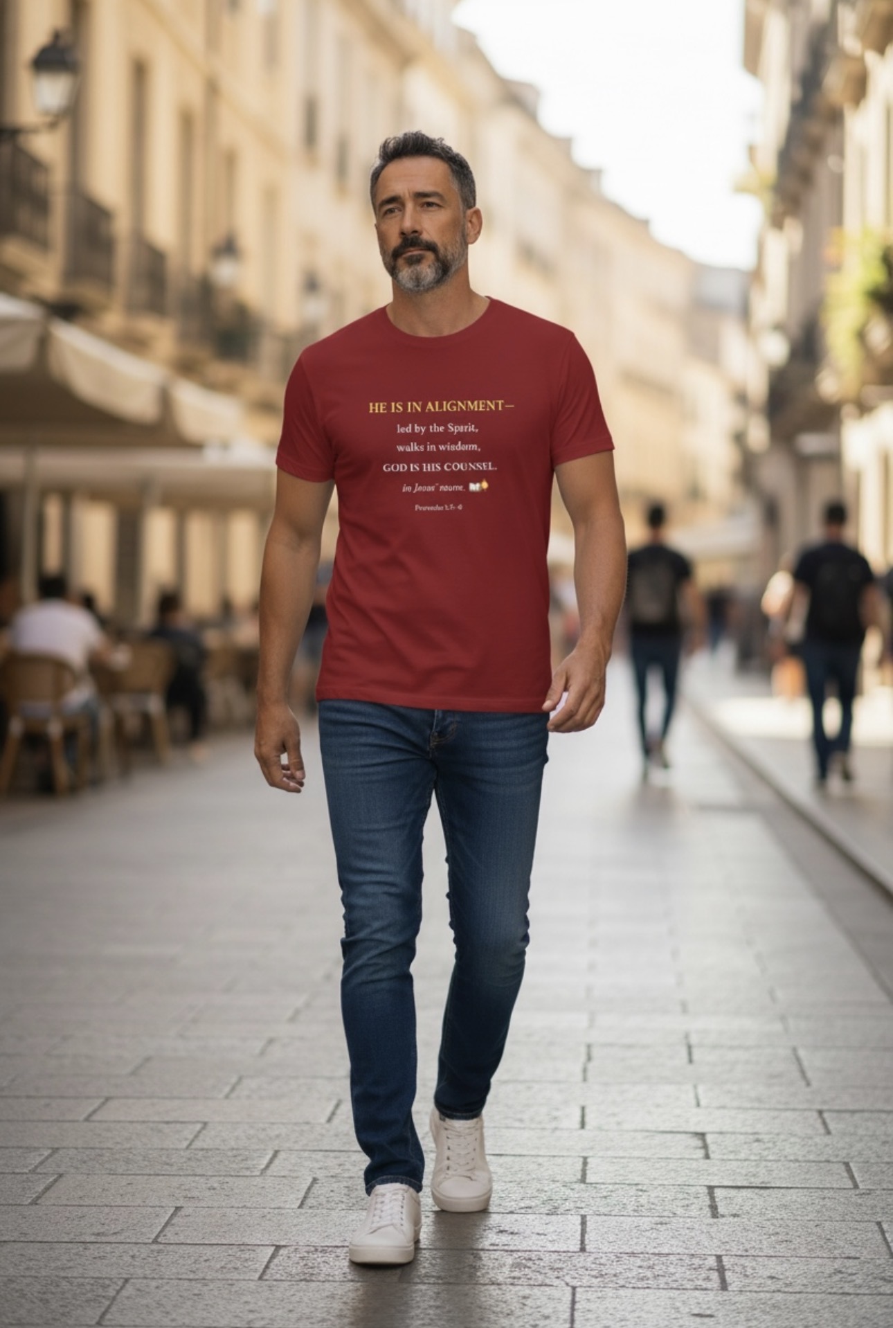 Men’s Godly Alignment T-Shirt — "He Is in Alignment" Proverbs 1:5–8 Inspirational Tee
