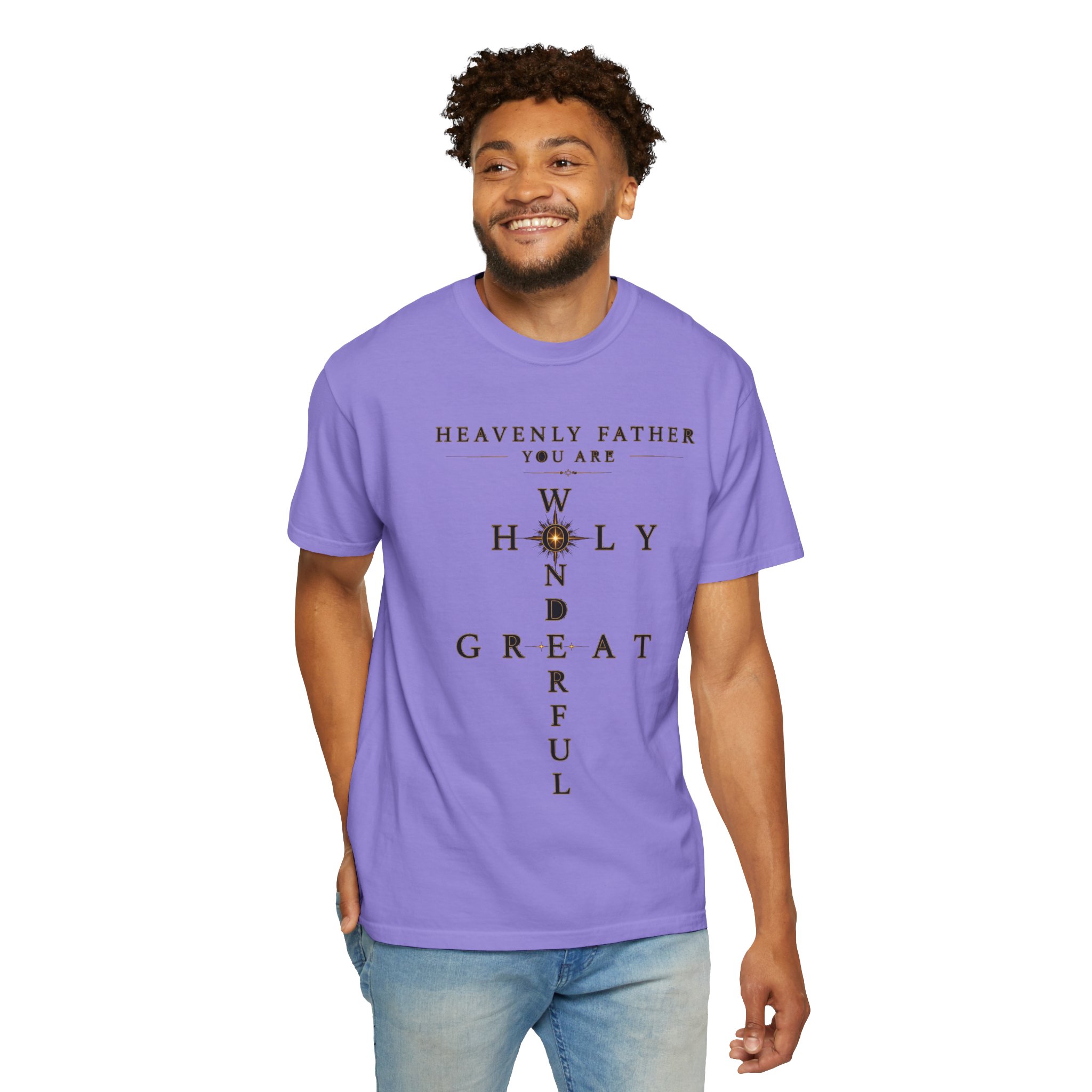 Heavenly Father Cross T‑Shirt — "You Are Wonderful, Holy, Great" Christian Faith Tee - Image 9
