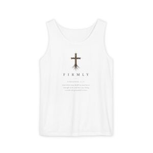 Rooted in Christ Tank Top — Christian Faith Cross & Roots Design