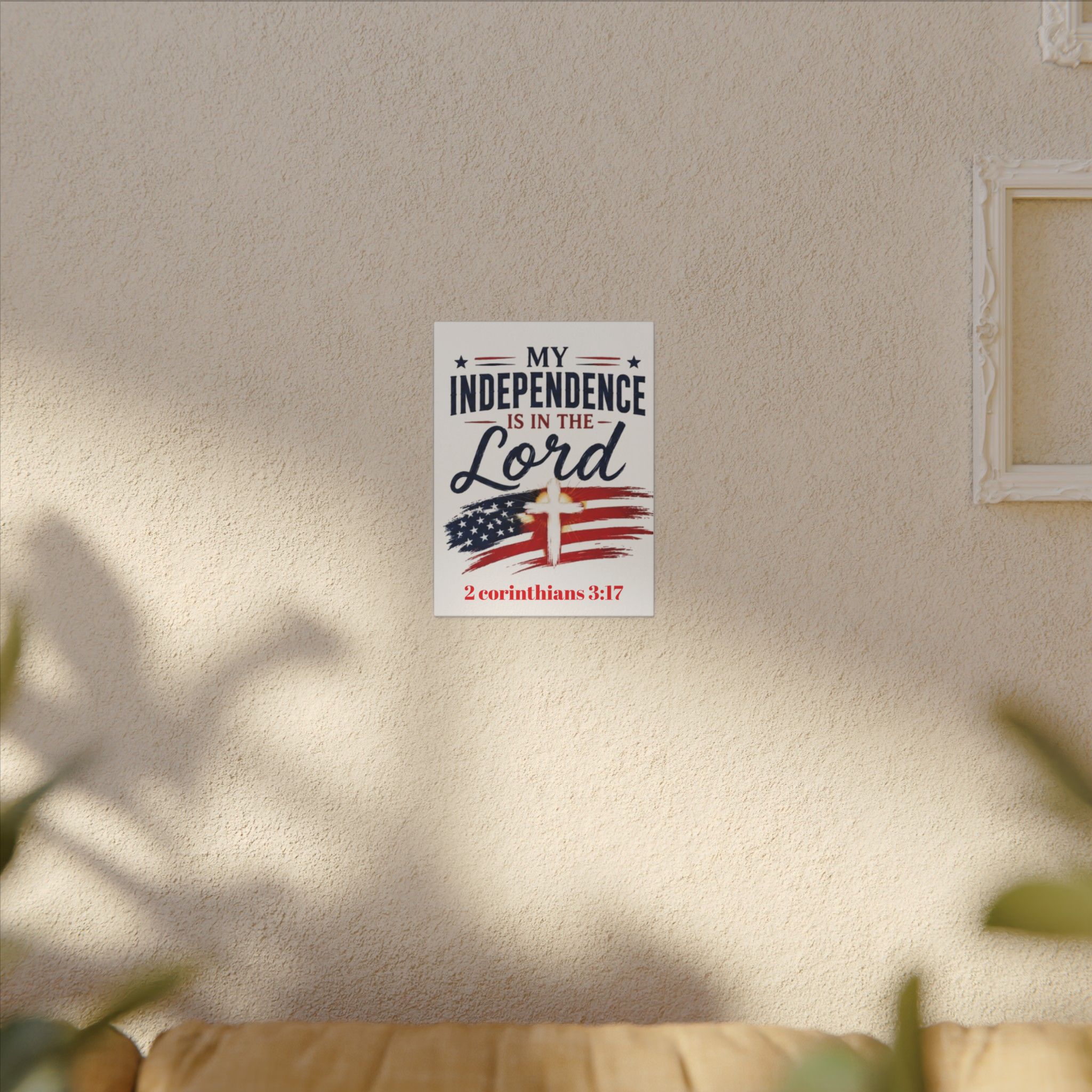 Independence Is in the Lord Canvas Wall Art – Patriotic Christian 2 Corinthians 3:17 - Image 3